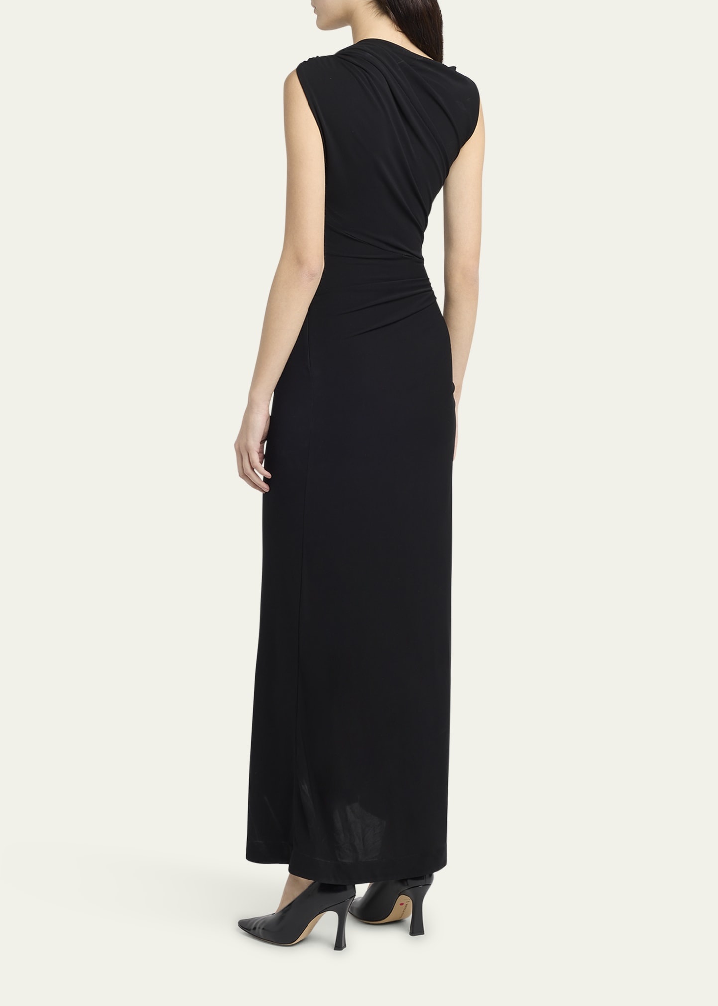 Drop Detail Gathered Matte Crepe Jersey Maxi Dress - 3