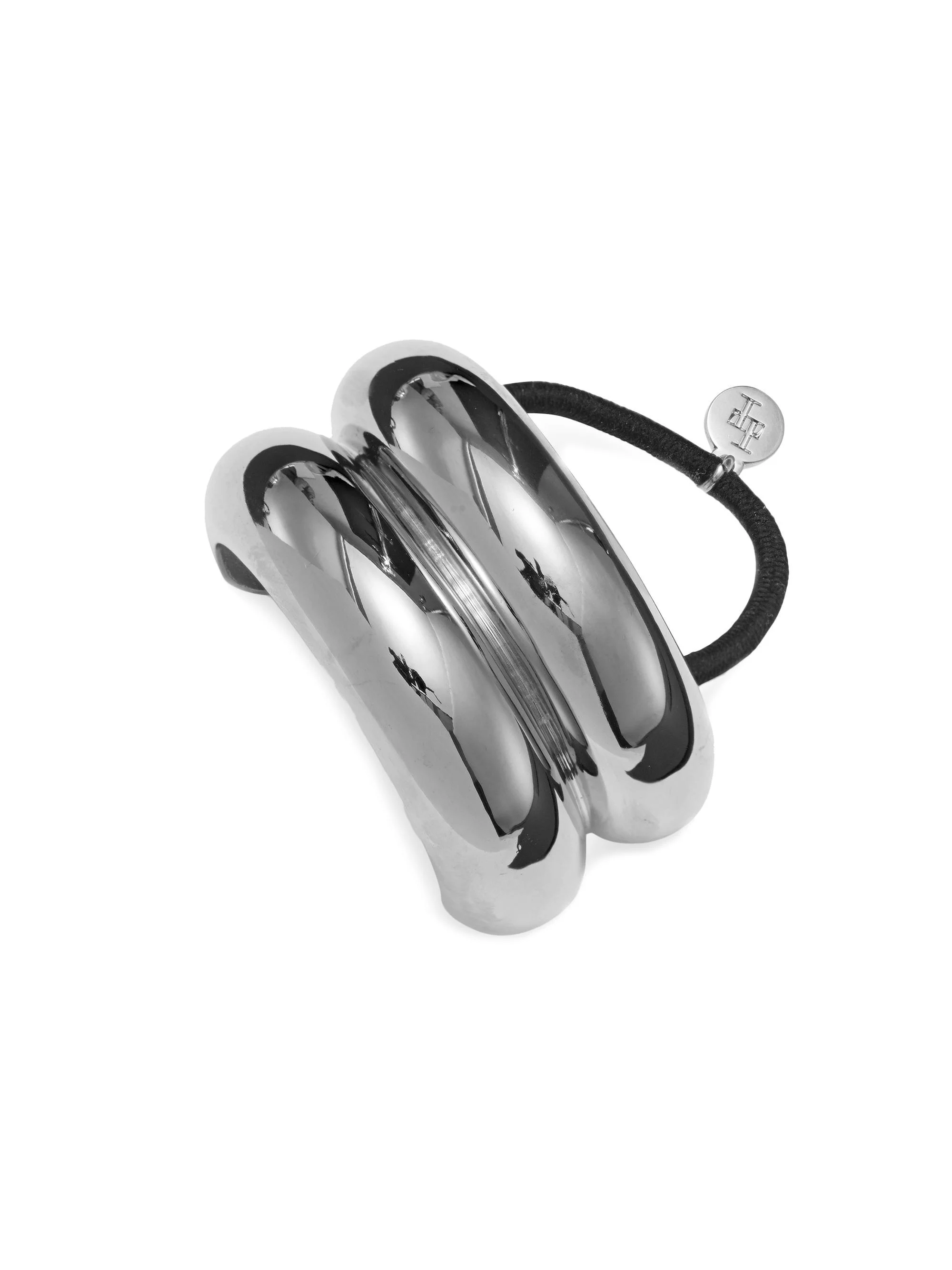 Women's Glossy Double Arch Ponytail Band - Rhodium - 1