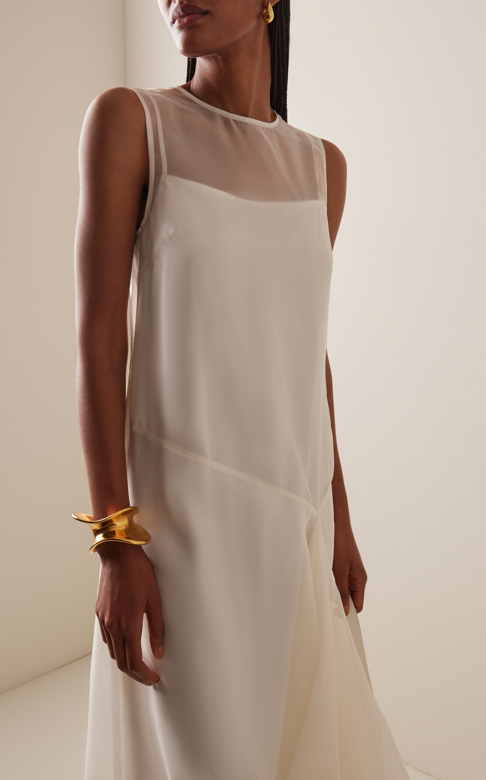 Viola Silk Midi Dress ivory - 3
