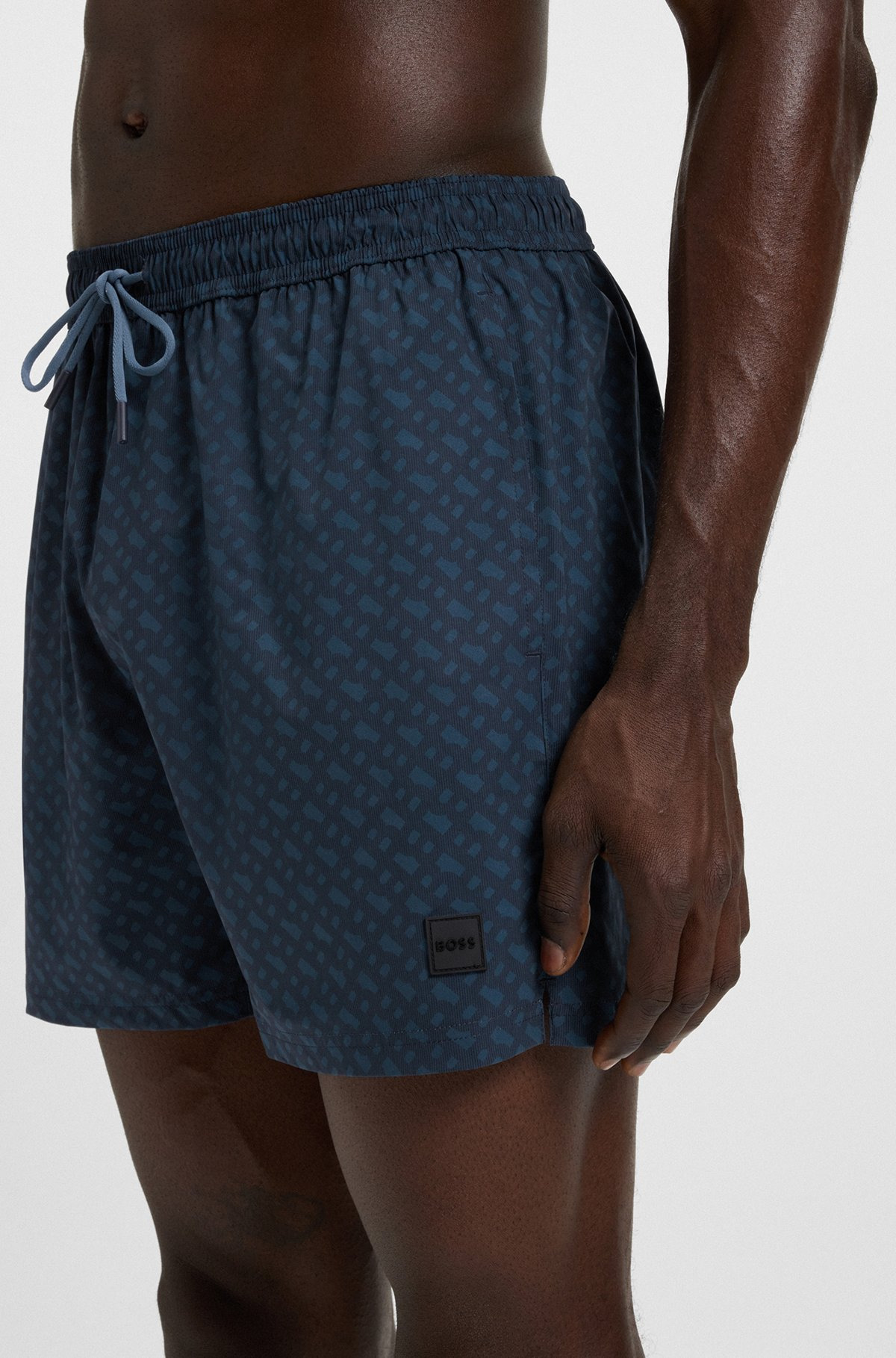 LOGO-BADGE SWIM SHORTS WITH DEGRADÉ MONOGRAM PRINT - 3