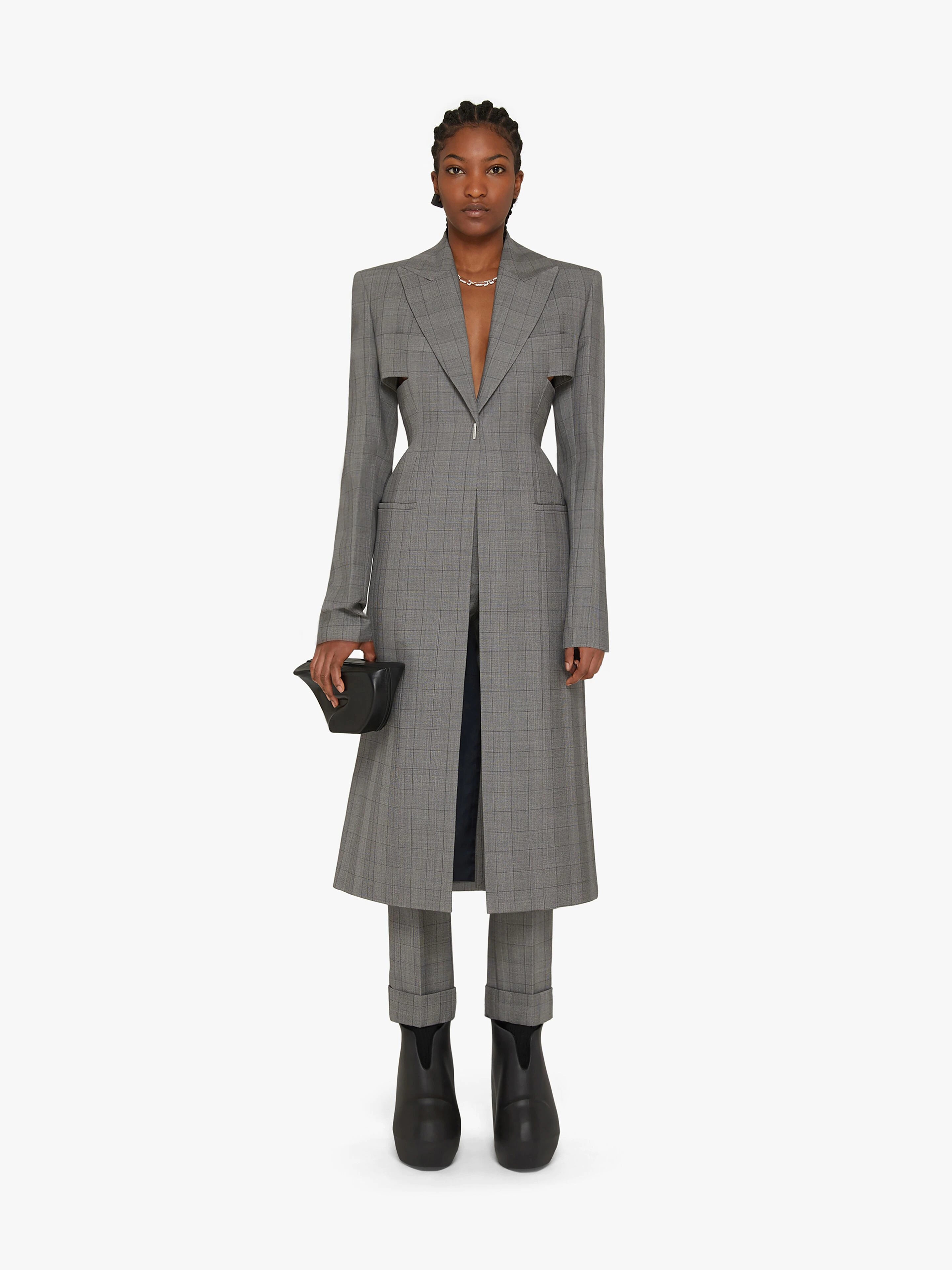 SLIM FIT PANTS IN CHECKED WOOL - 2
