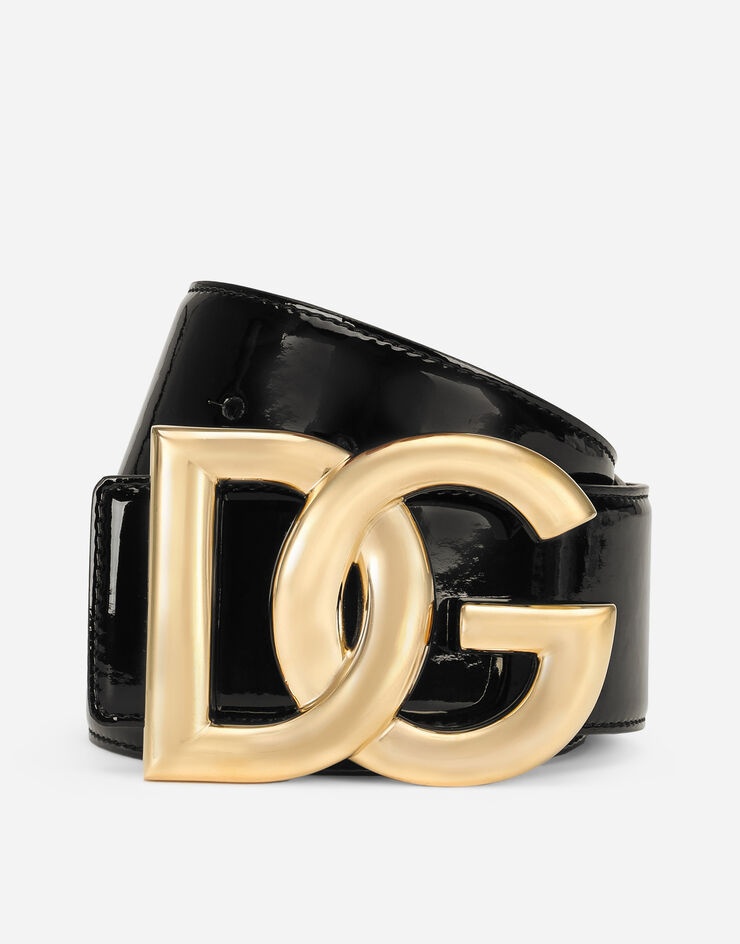 Patent leather belt with DG logo - 1