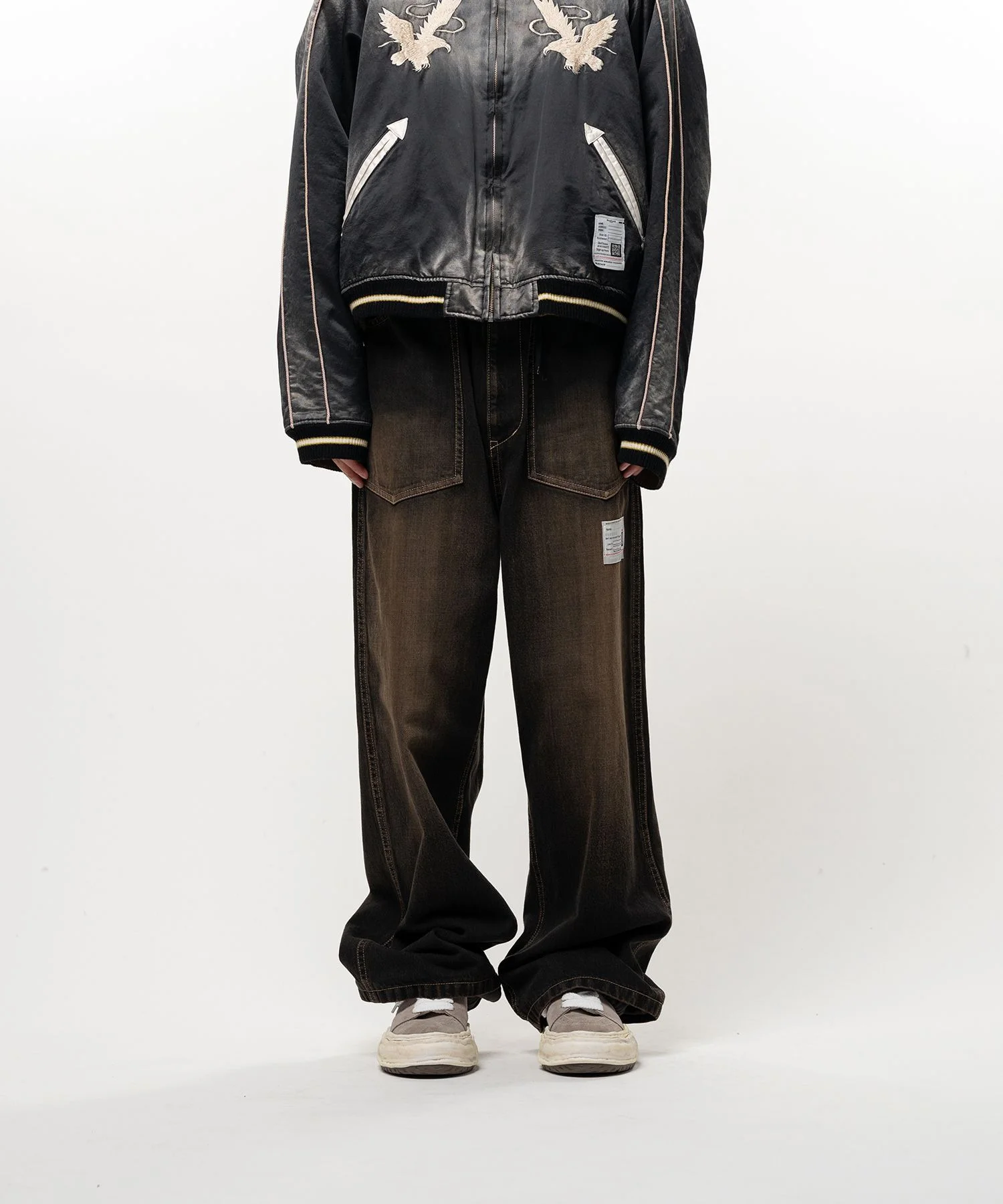 Sweat Layered Denim Pants - 1