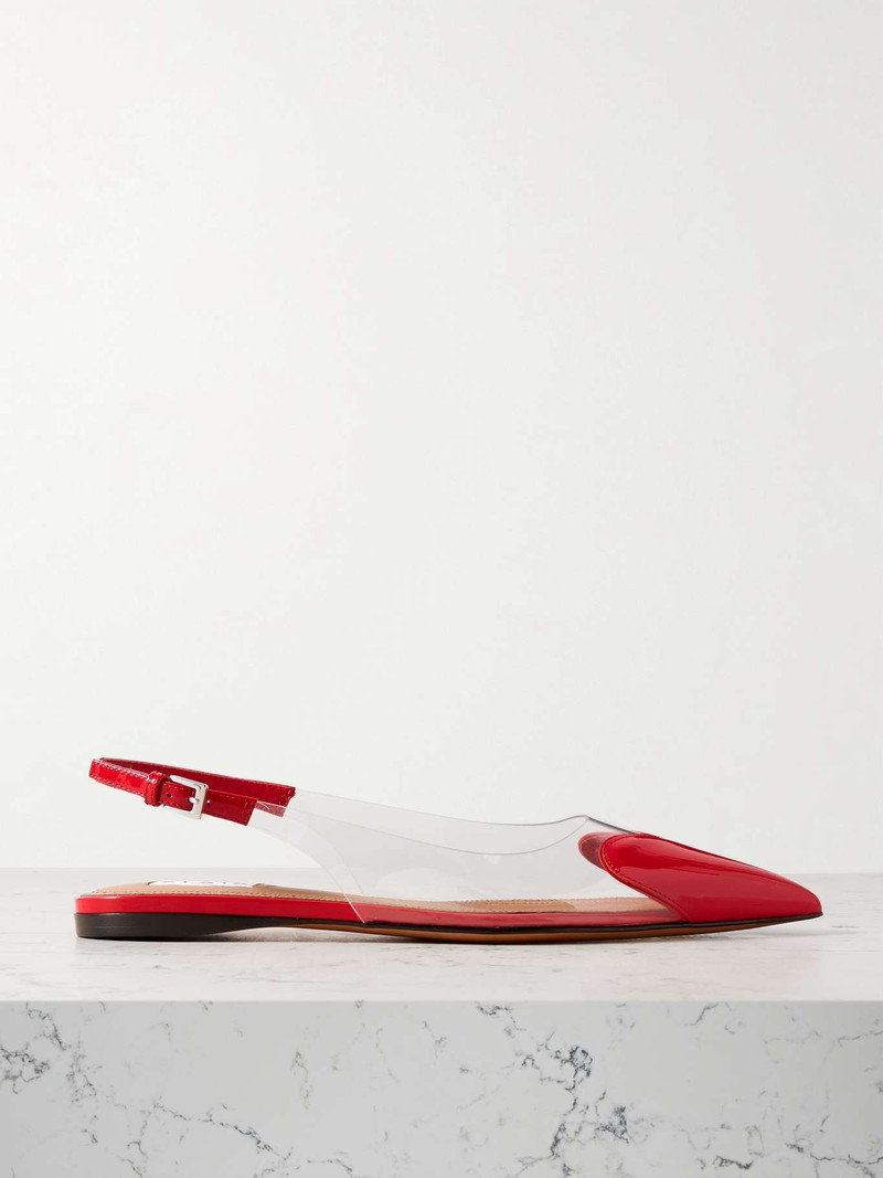Le Cœur PU and patent-leather slingback point-toe flats Red - 1