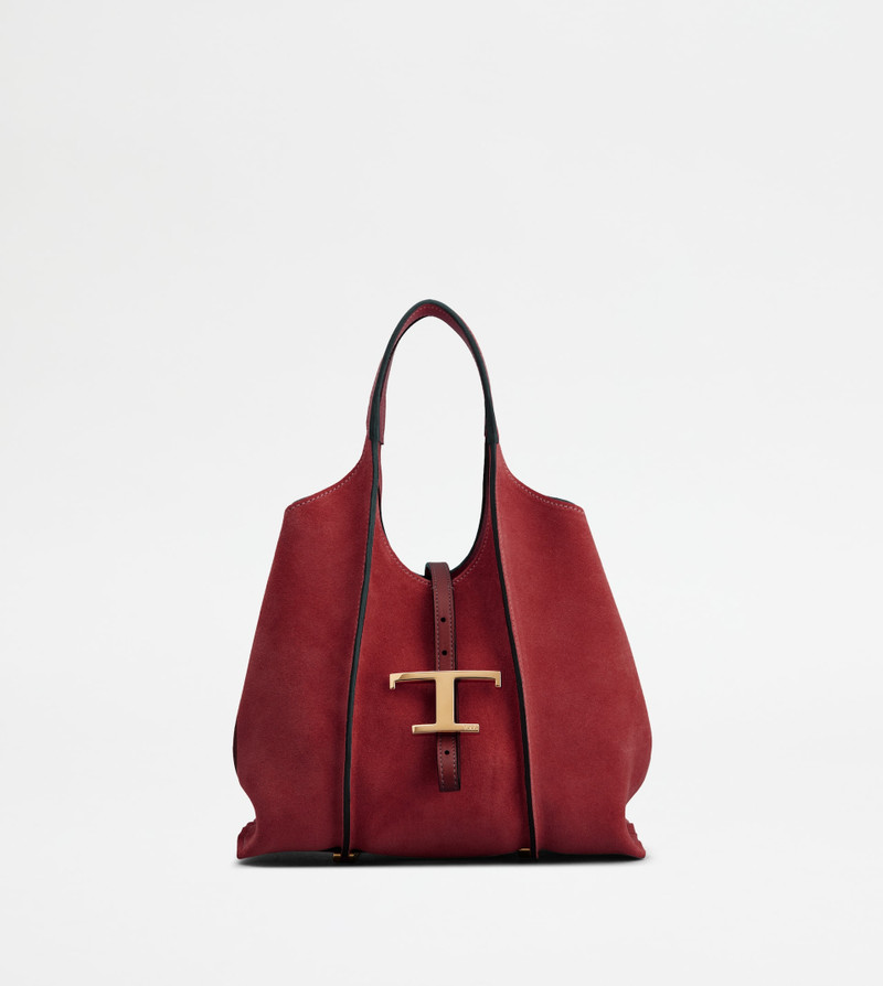 T TIMELESS SHOPPING BAG IN SUEDE MINI - RED 1