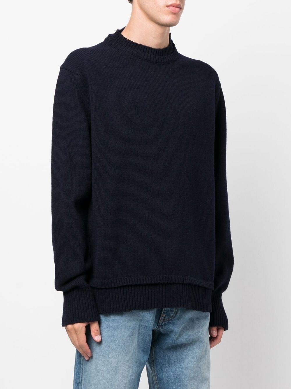 crew-neck layered jumper - 4