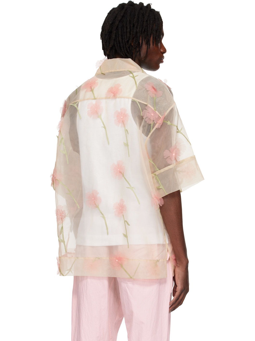 Beige Carnation Organza Boxy Shirt - 3