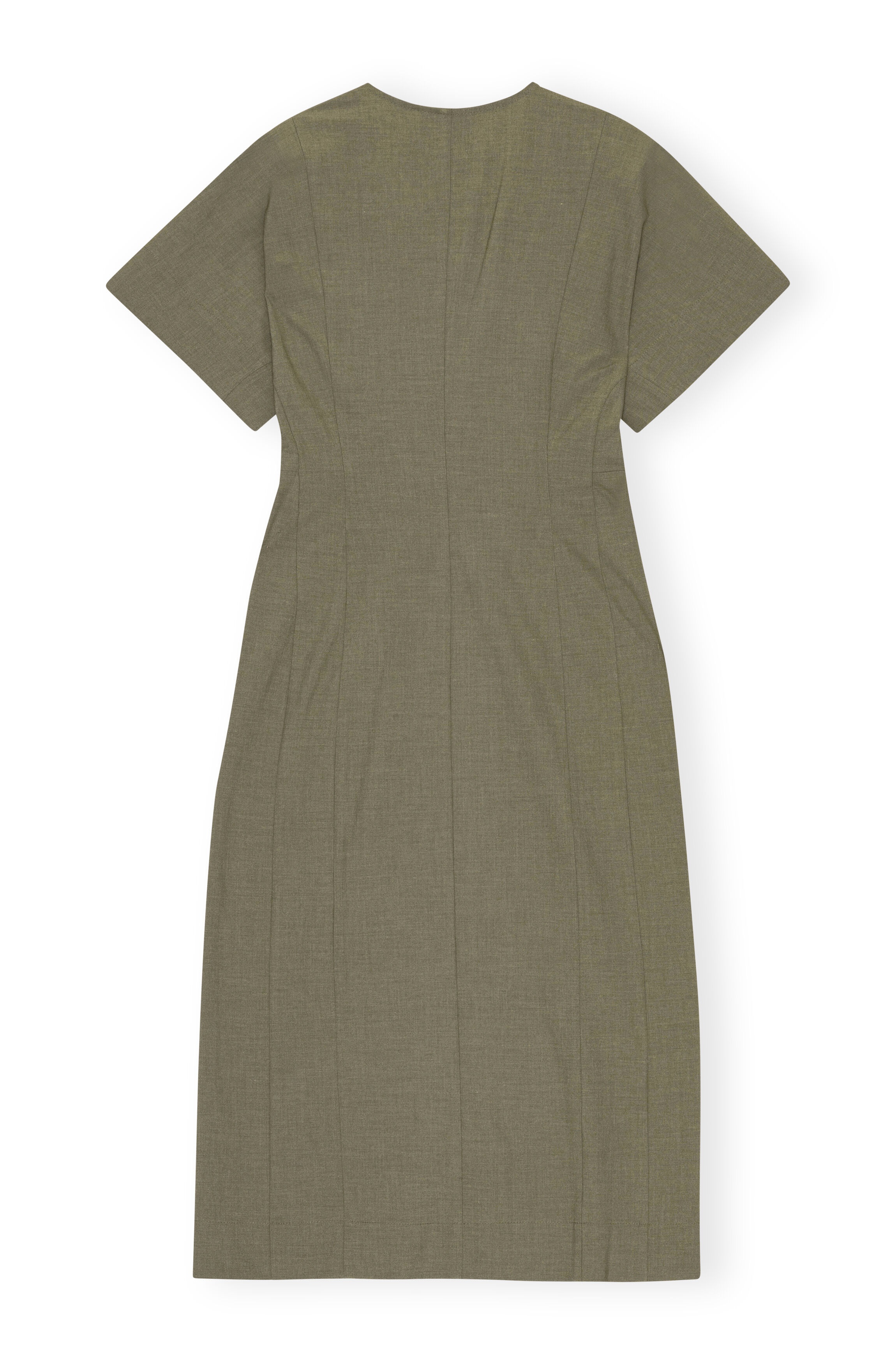 GREEN DRAPEY MELANGE MIDI DRESS - 1