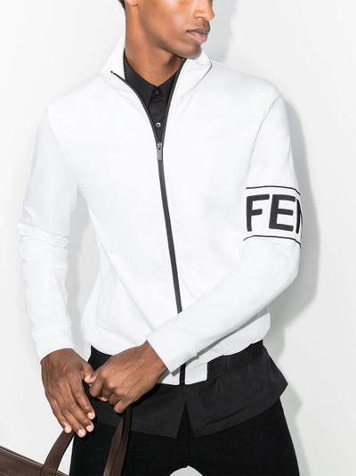 FENDI logo-print zip-up sweatshirt outlook