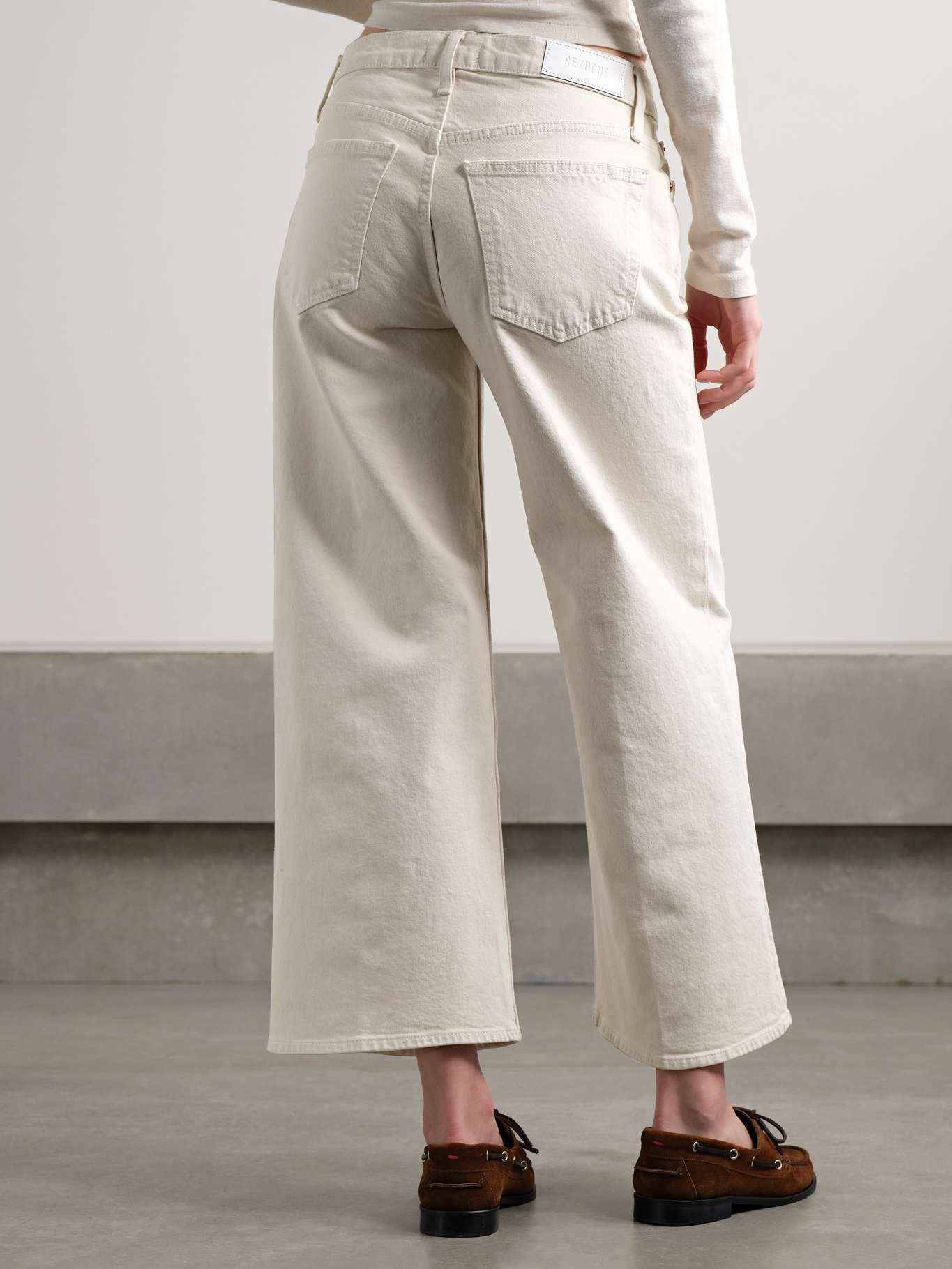 Cropped mid-rise wide-leg jeans White - 4