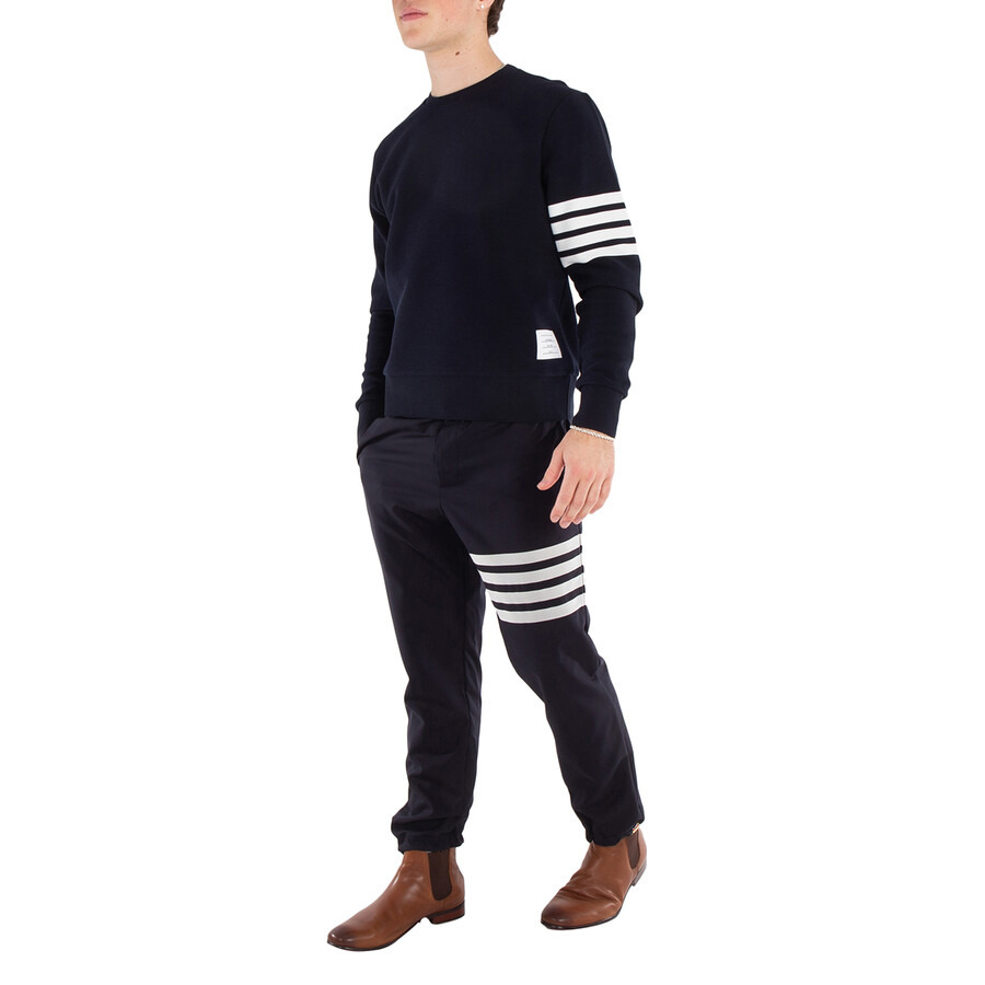 Thom Browne Men's Navy 4-Bar Stripe Sleeve Sweatshirt - 4