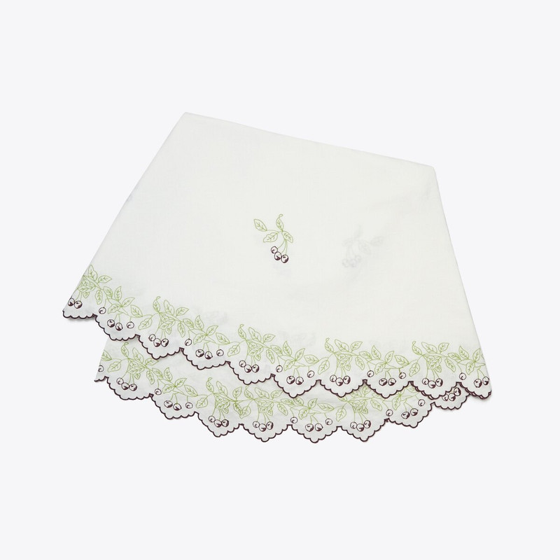 Embroidered Linen Round Tablecloth, 84" 1