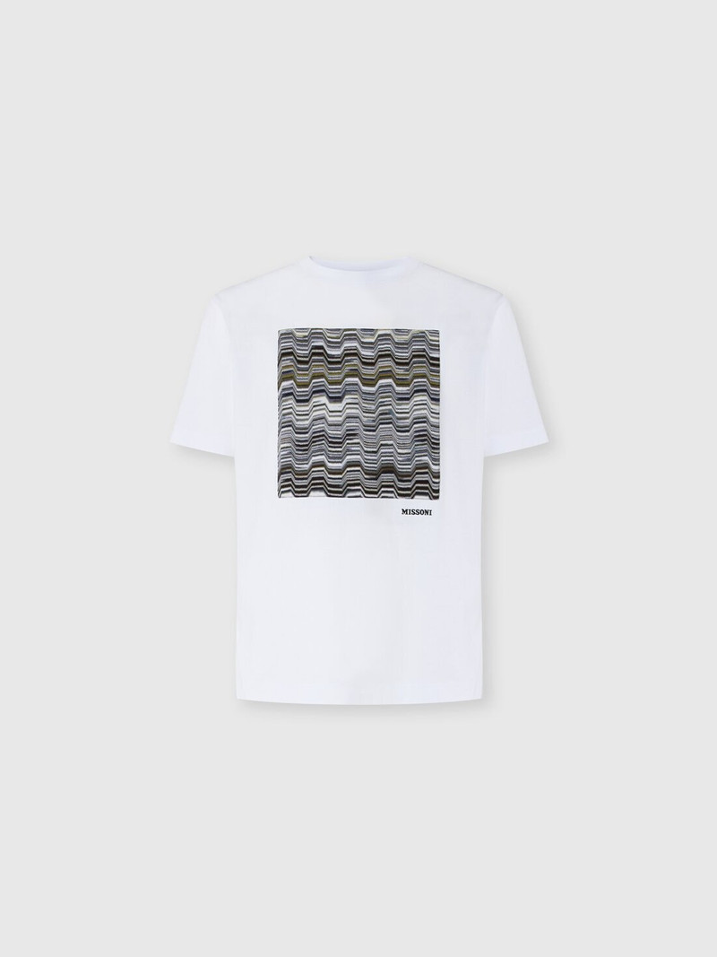 Crew-neck cotton t-shirt with snake pattern detailing 1