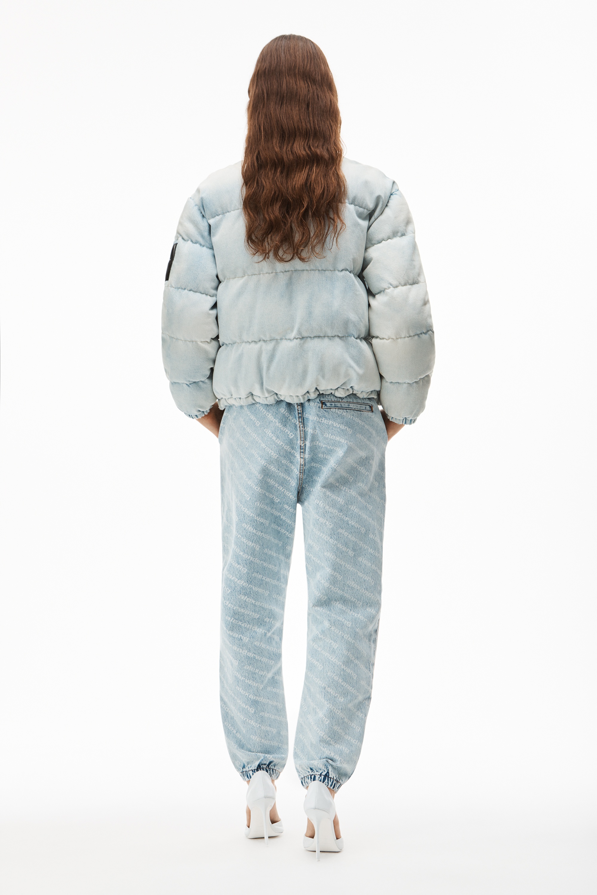 PUFFER JACKET IN BLEACHED DENIM - 5