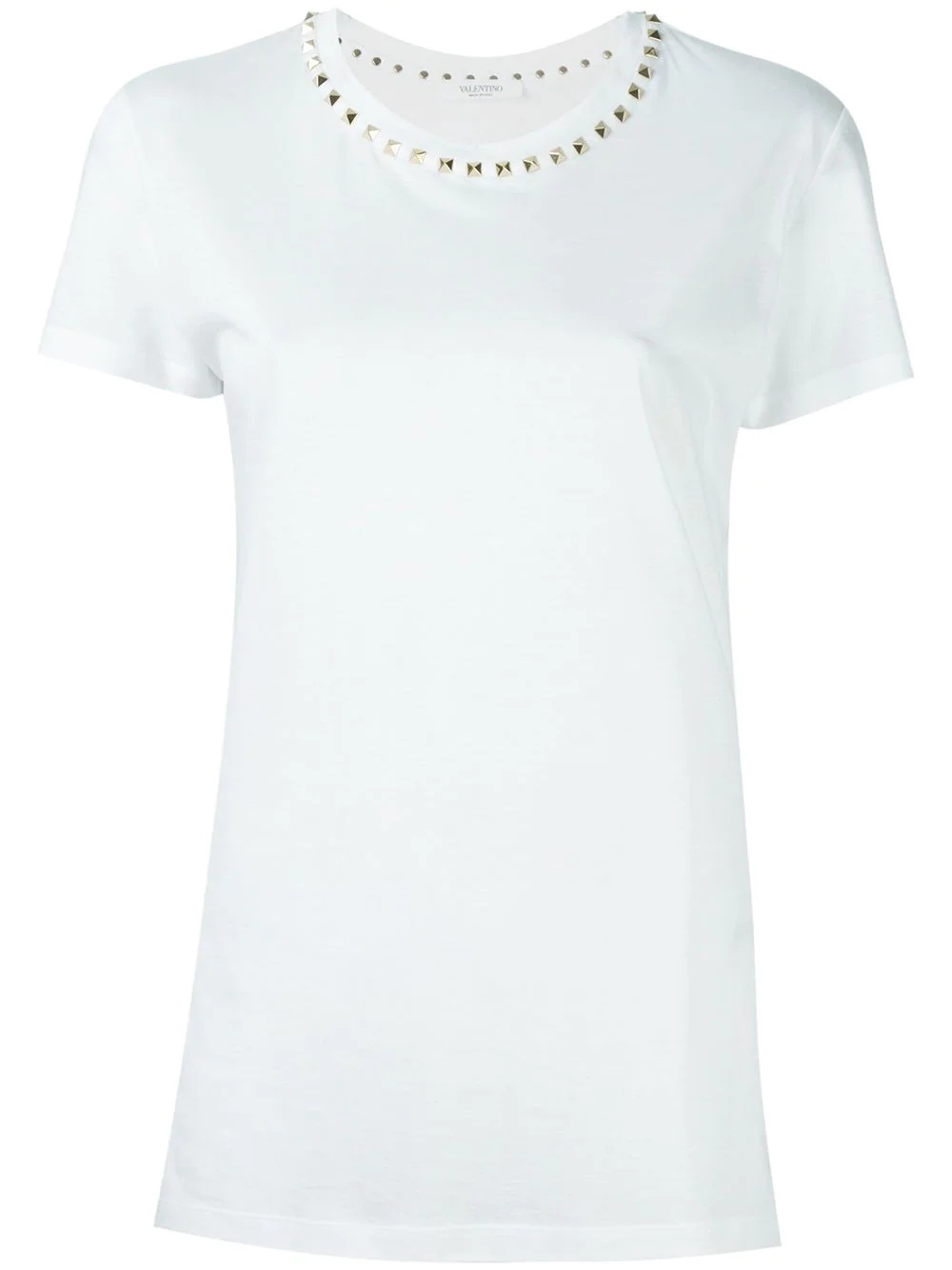 Rockstud trimmed white t-shirt - 1