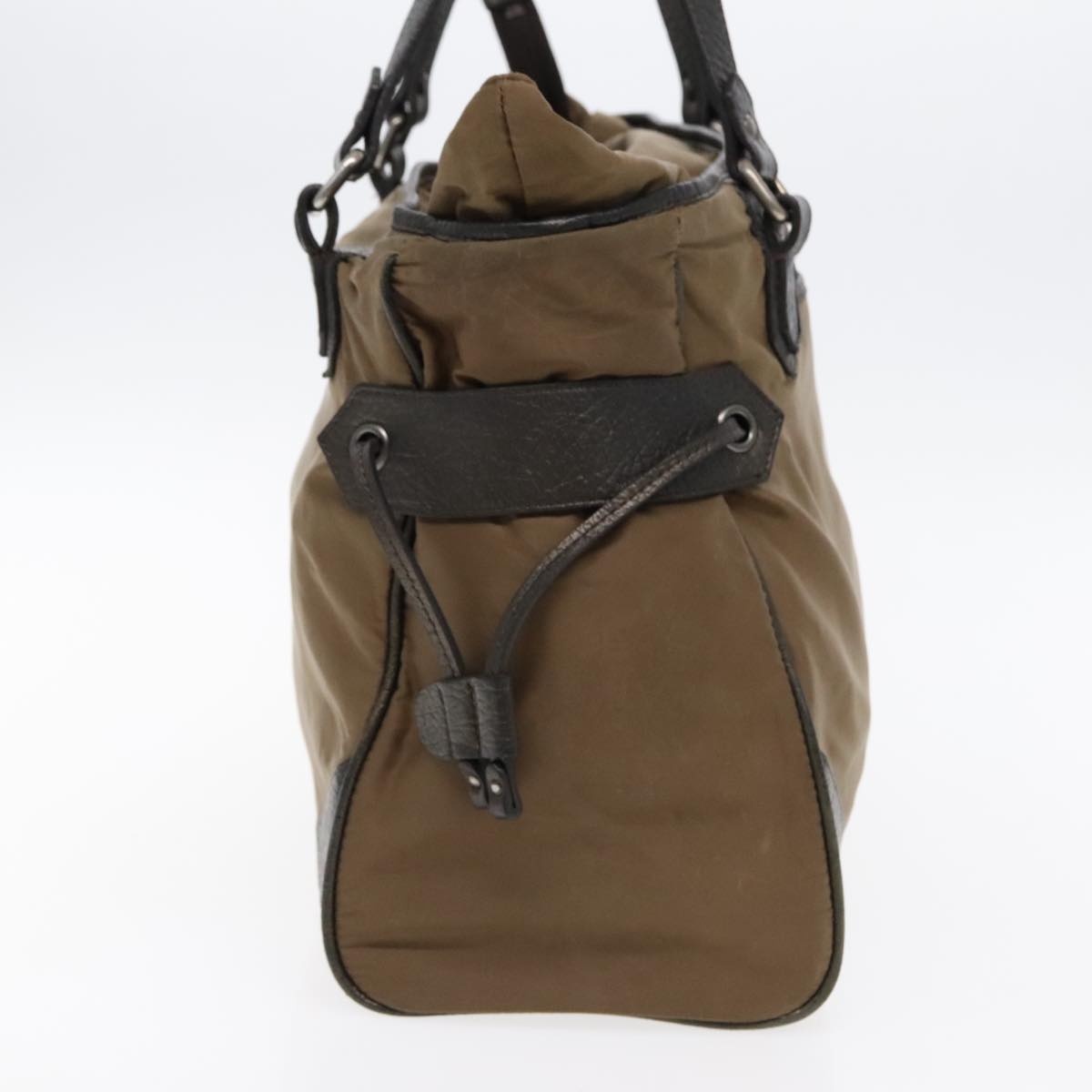 Burberry Tote Bag Nylon Leather Brown Dark Brown Silver - 3
