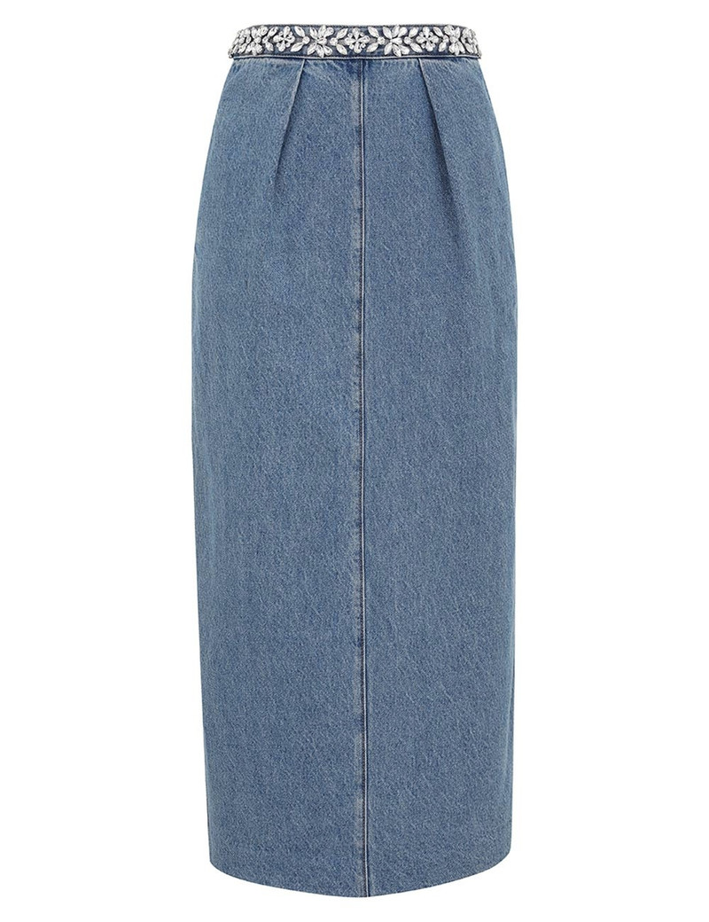 Zimmermann CRUSH EMBELLISHED DENIM SKIRT - 2173SR251BLUMOON