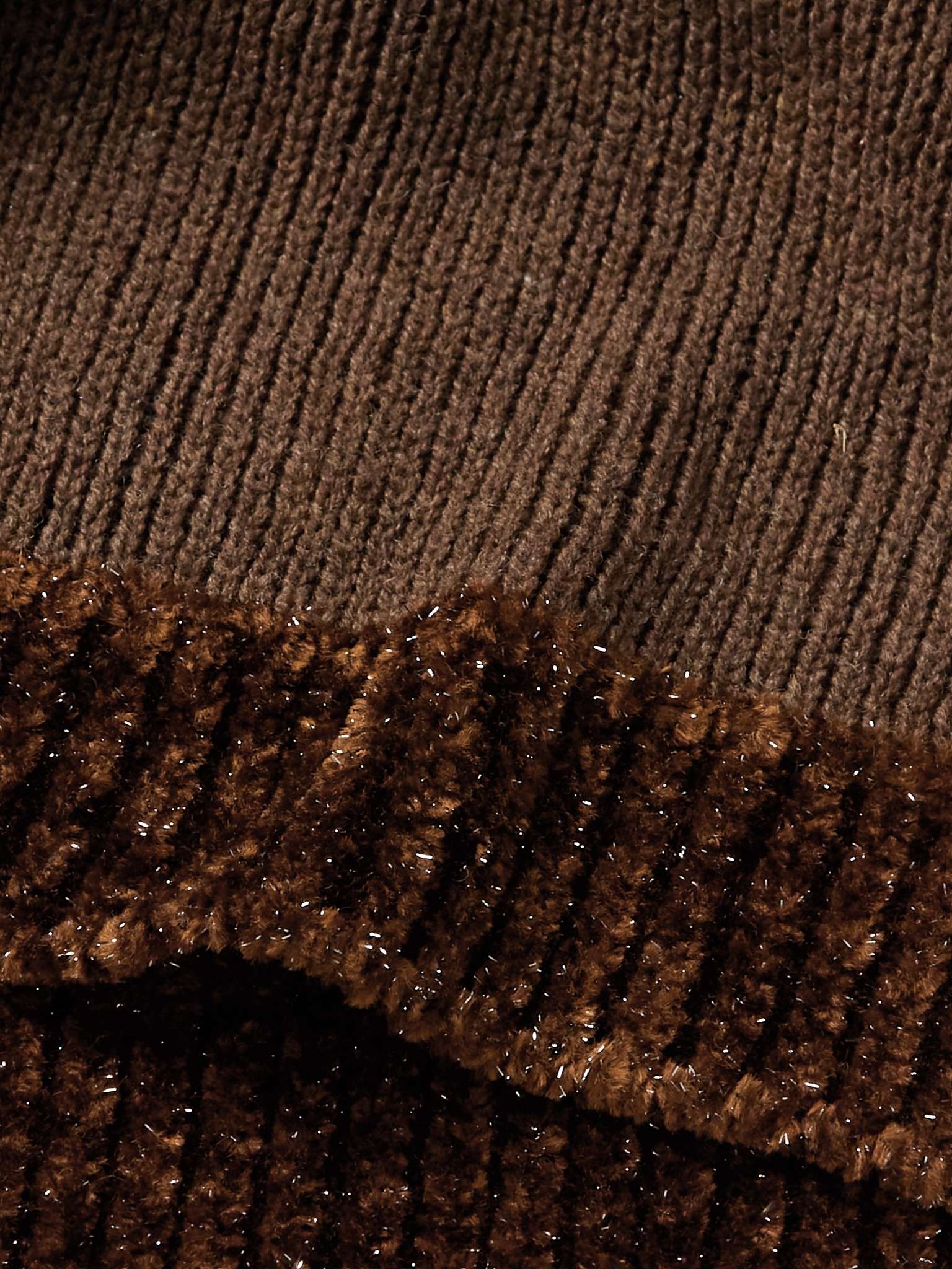 Metallic Ribbed-Knit Half-Zip Sweater - 3