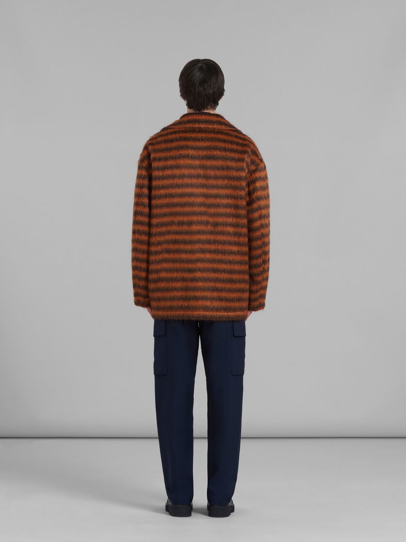 ORANGE STRIPED MOHAIR CABAN COAT - 3
