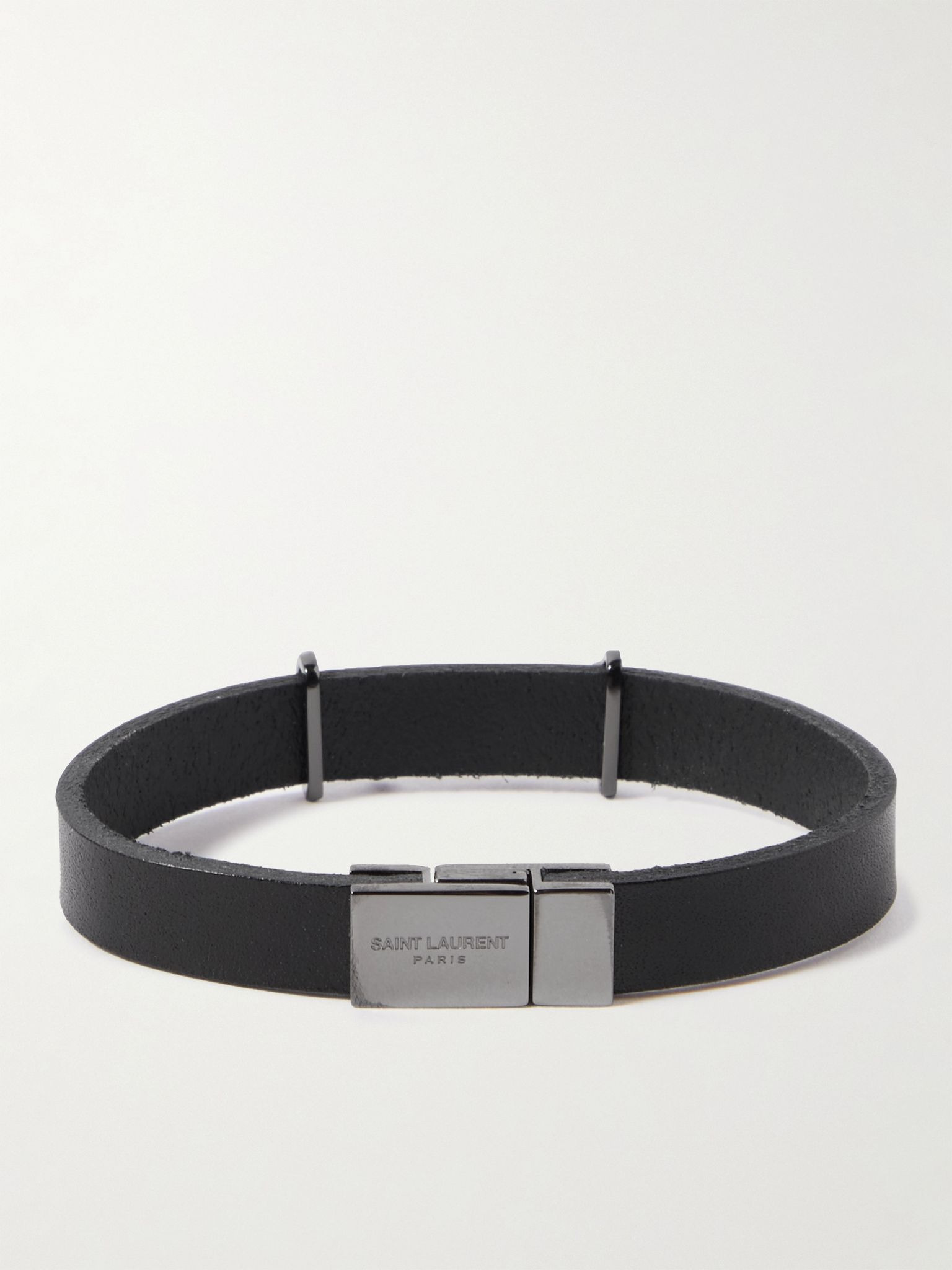 Opyum Leather and Silver-Tone Bracelet Black - 3