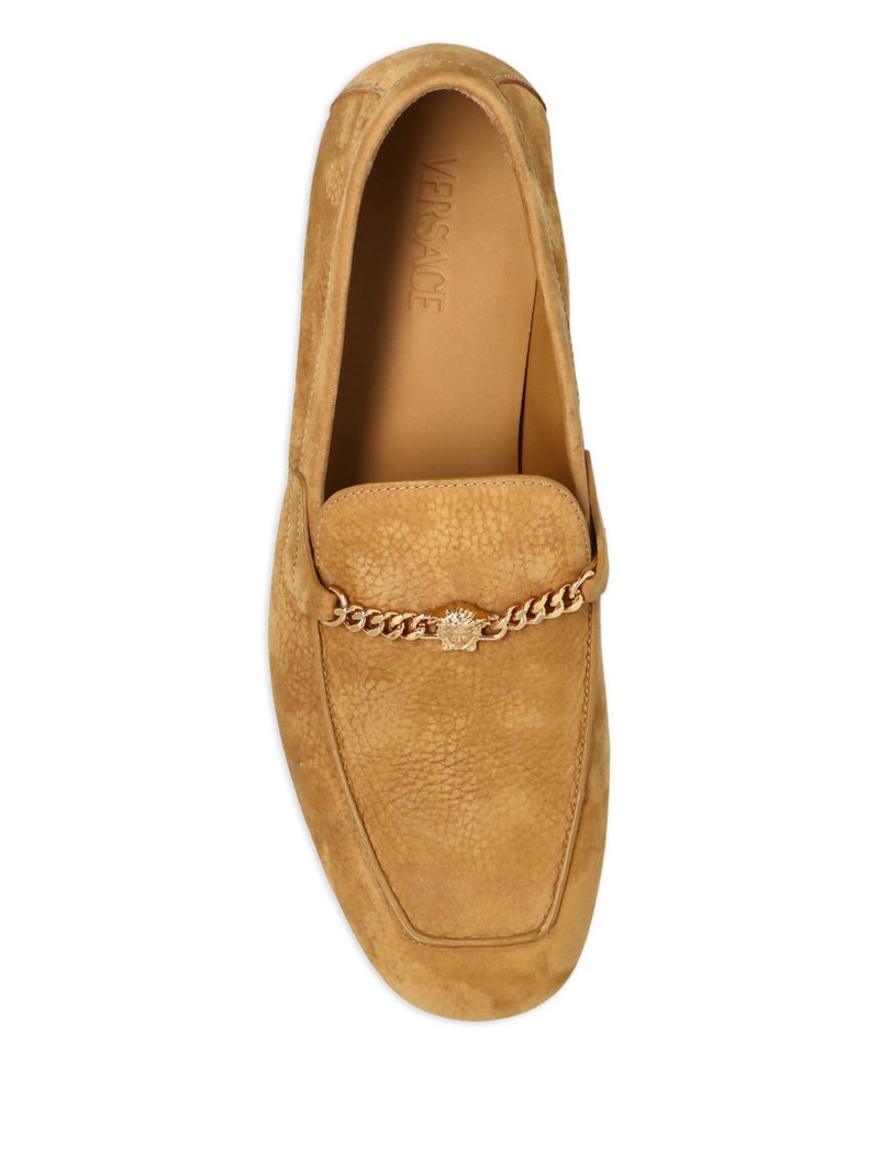 Medusa chain-detail leather loafers 4