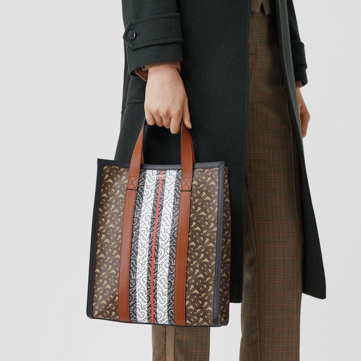 Small Monogram Stripe Portrait Tote Bag - 9
