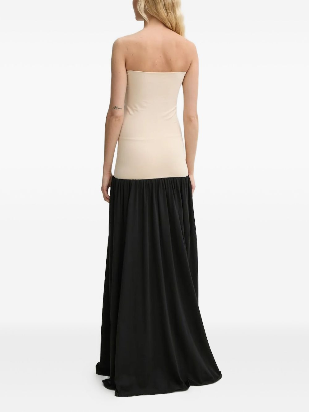 strapless gathered-hem dress - 2