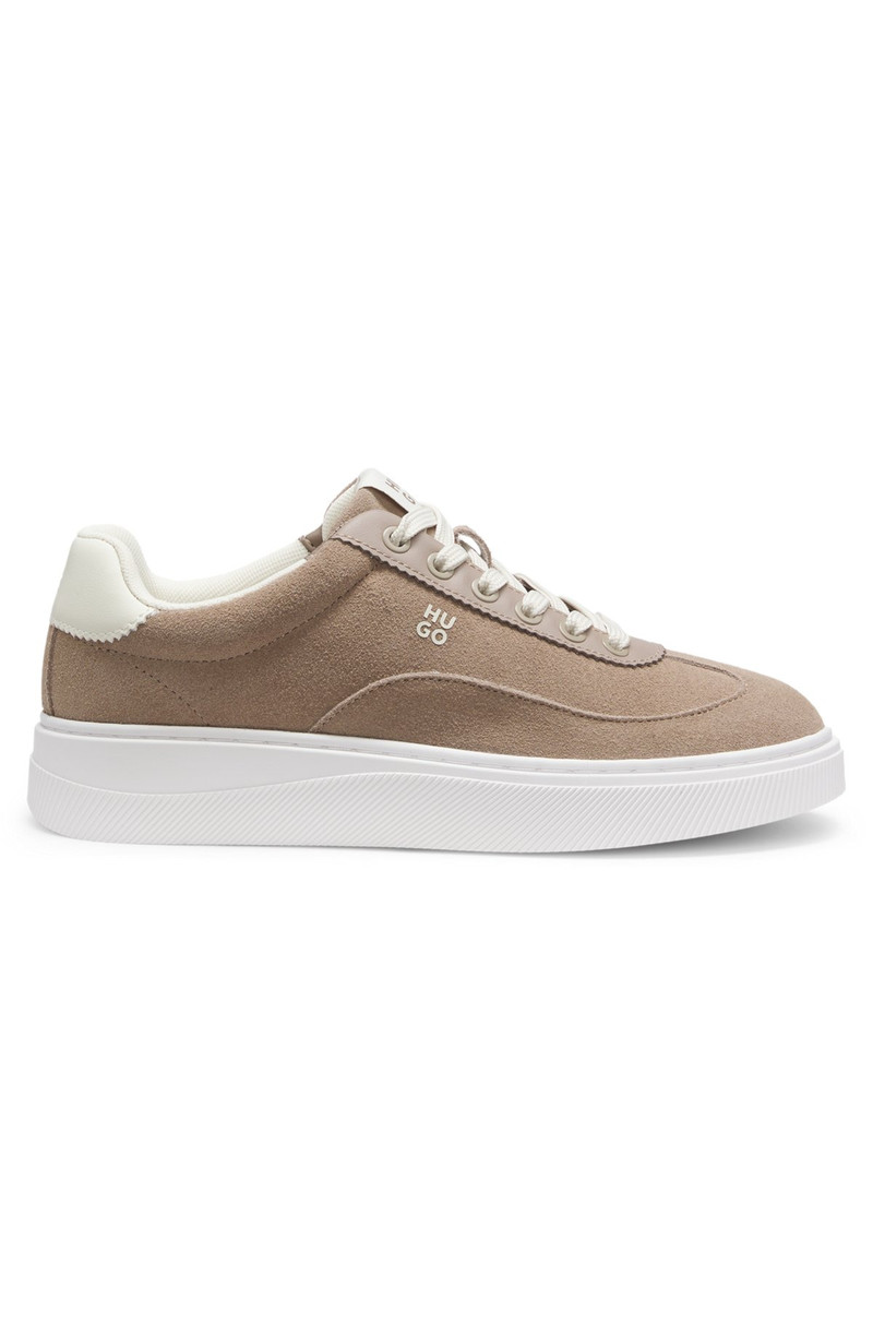 SUEDE TRAINERS WITH STACKED LOGOS 1