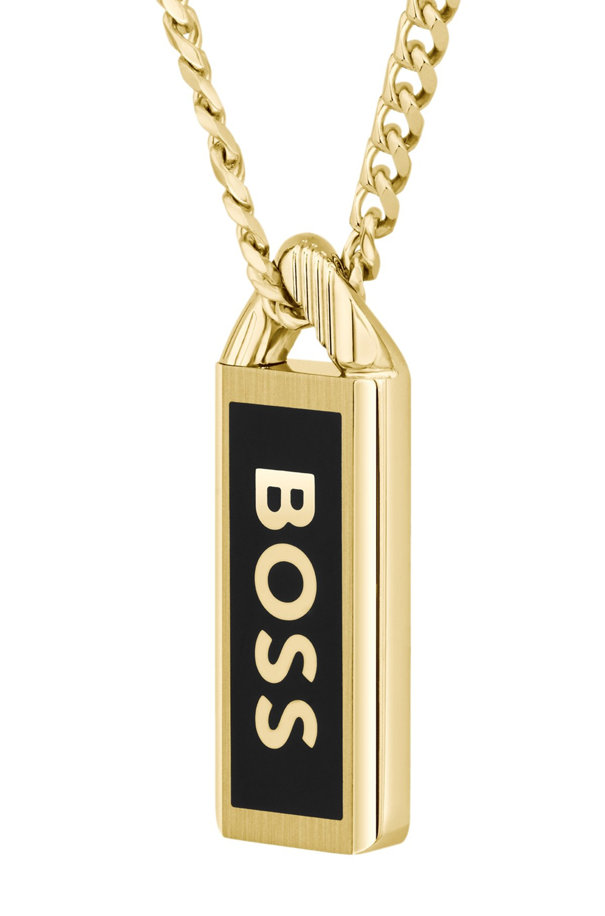 GOLD-TONE NECKLACE WITH INK-FILLED LOGO PENDANT - 2