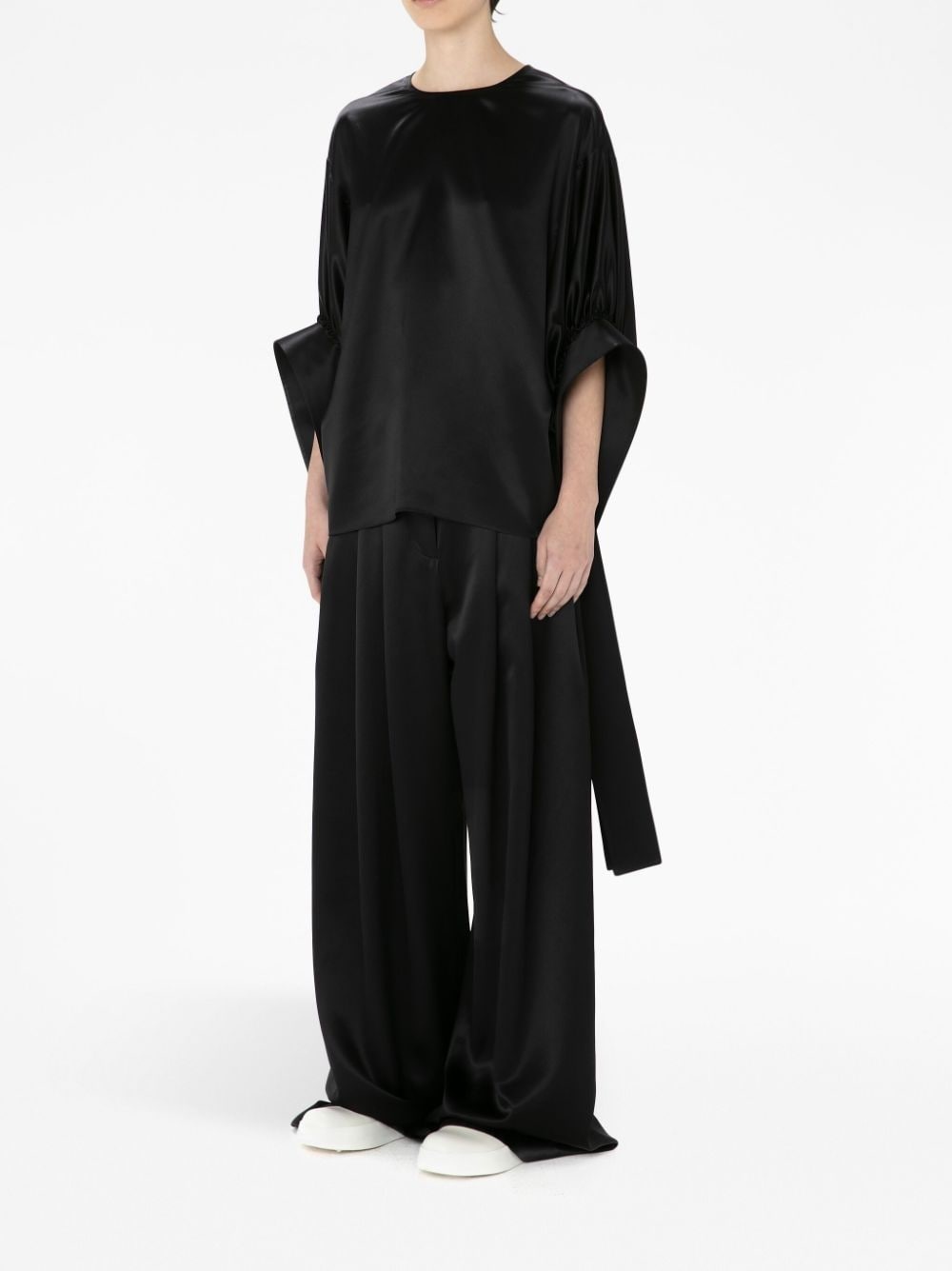 satin-finish pleated blouse - 3