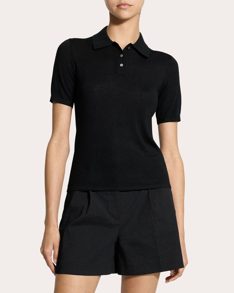 Theory Regal Wool Pointelle-Trim Polo outlook