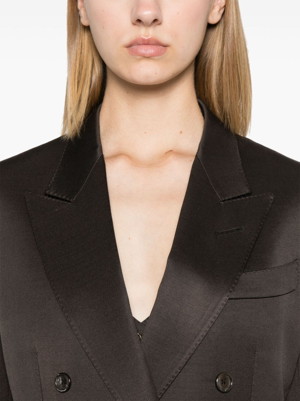Tom Ford Women Silk And Wool Twill Double Breasted Jacket - 6