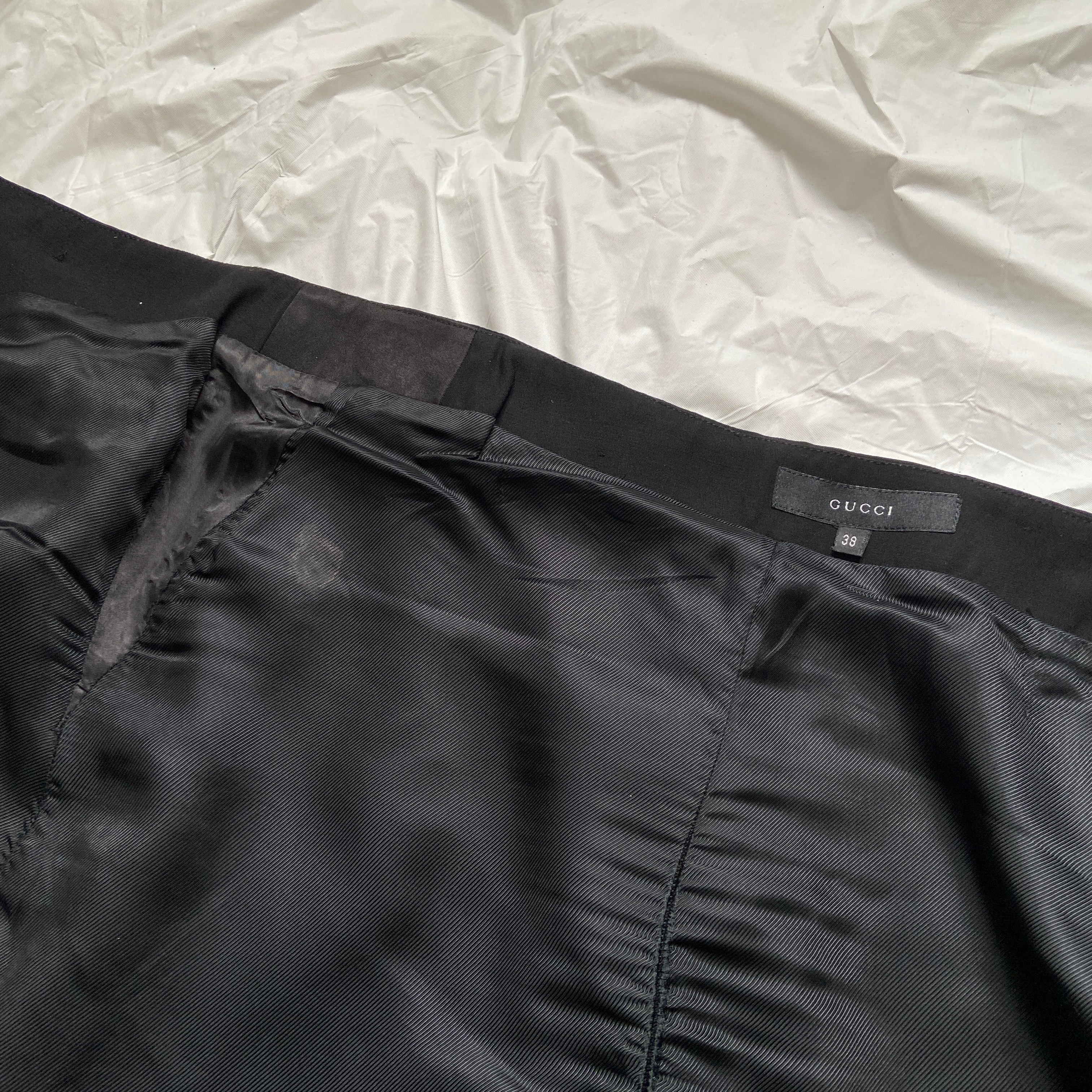 Gucci Fall 2000 Tom Ford black leather wool skirt - 10