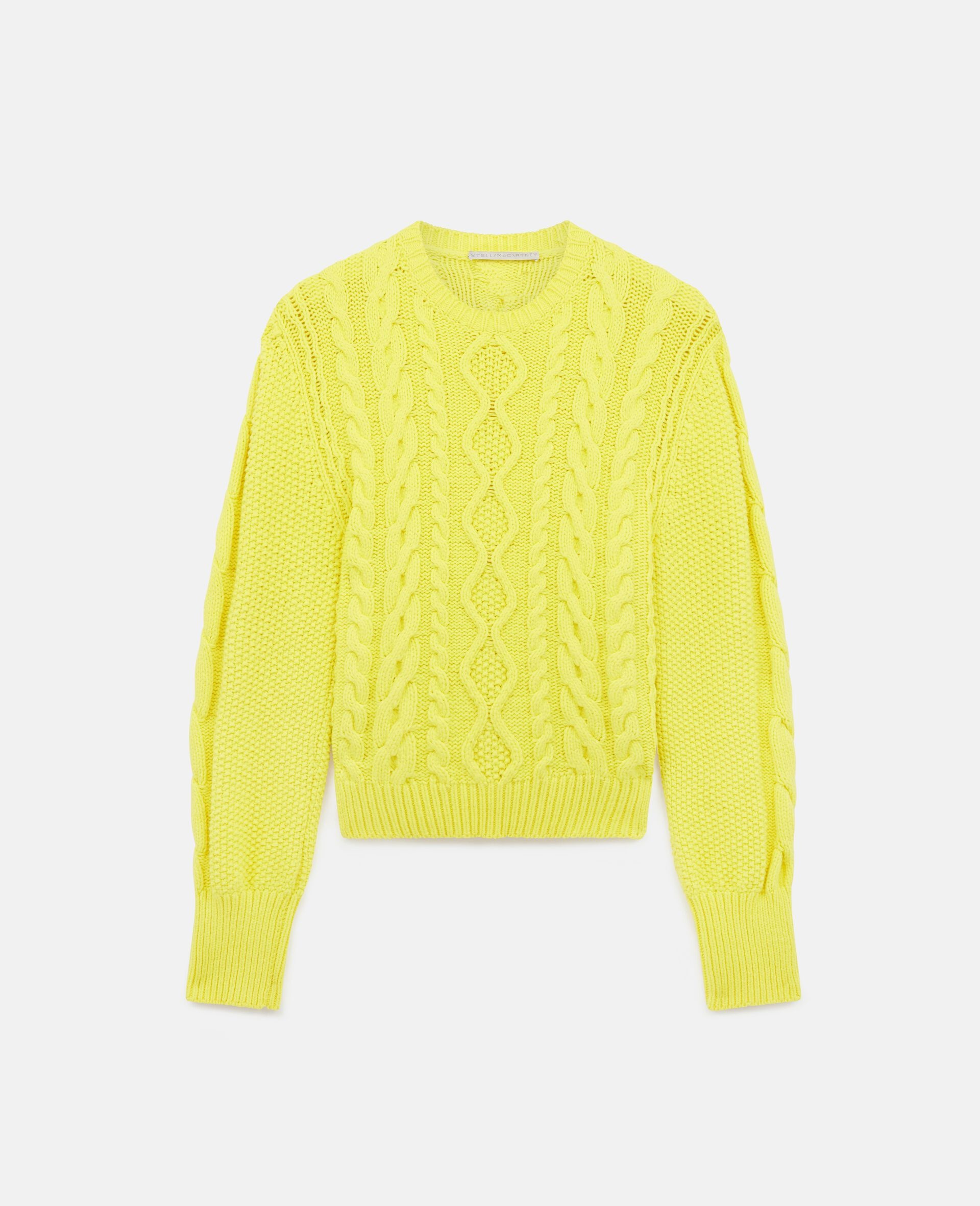 Aran Stitch Cropped Sweater - 1