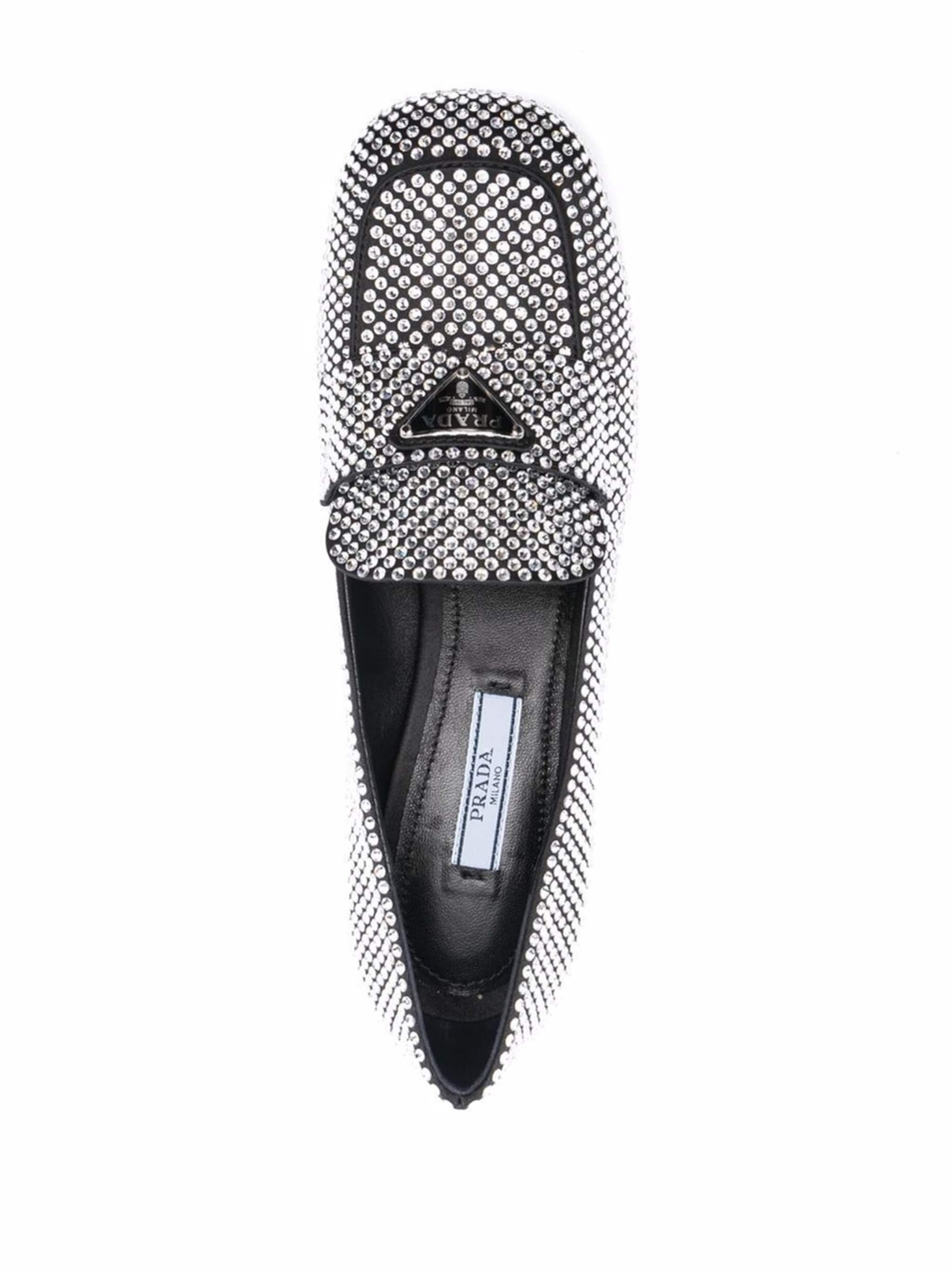 crystal-embellished logo-plaque loafer pumps - 4
