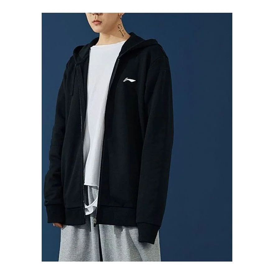 Li-Ning Pingpong/Table Tennis Series Logo Embroidered Sports Hooded Zipper Jacket 'Black' AWDS523-1 - 1