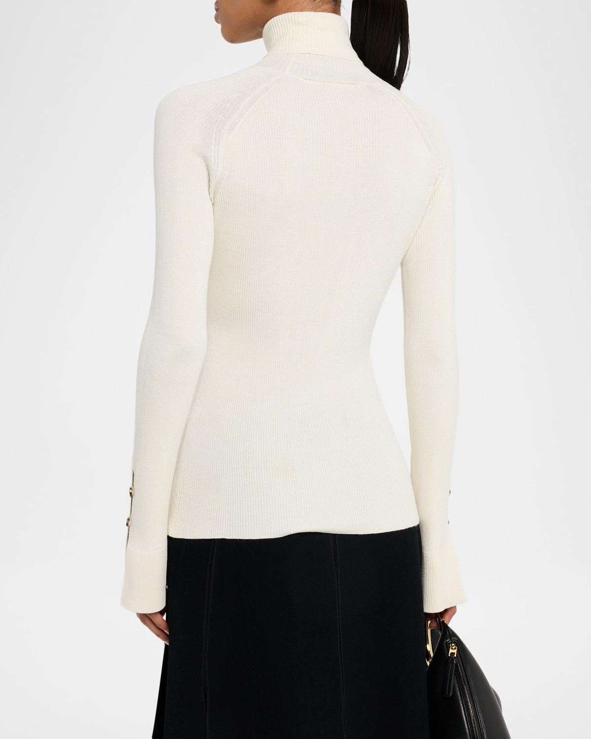 Belle Ribbed Silk Cashmere Turtleneck - 3