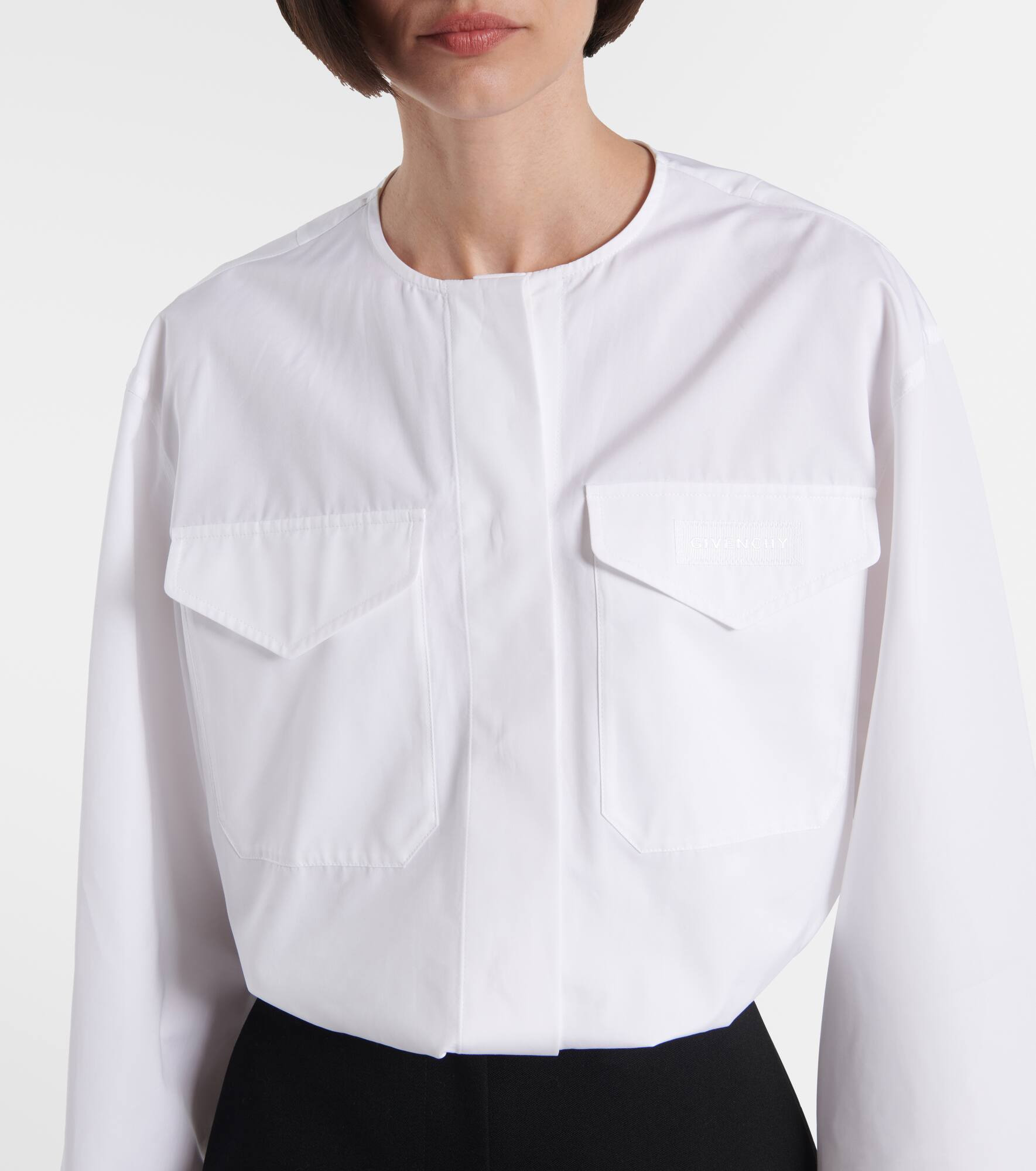 Logo cropped cotton poplin shirt - 4