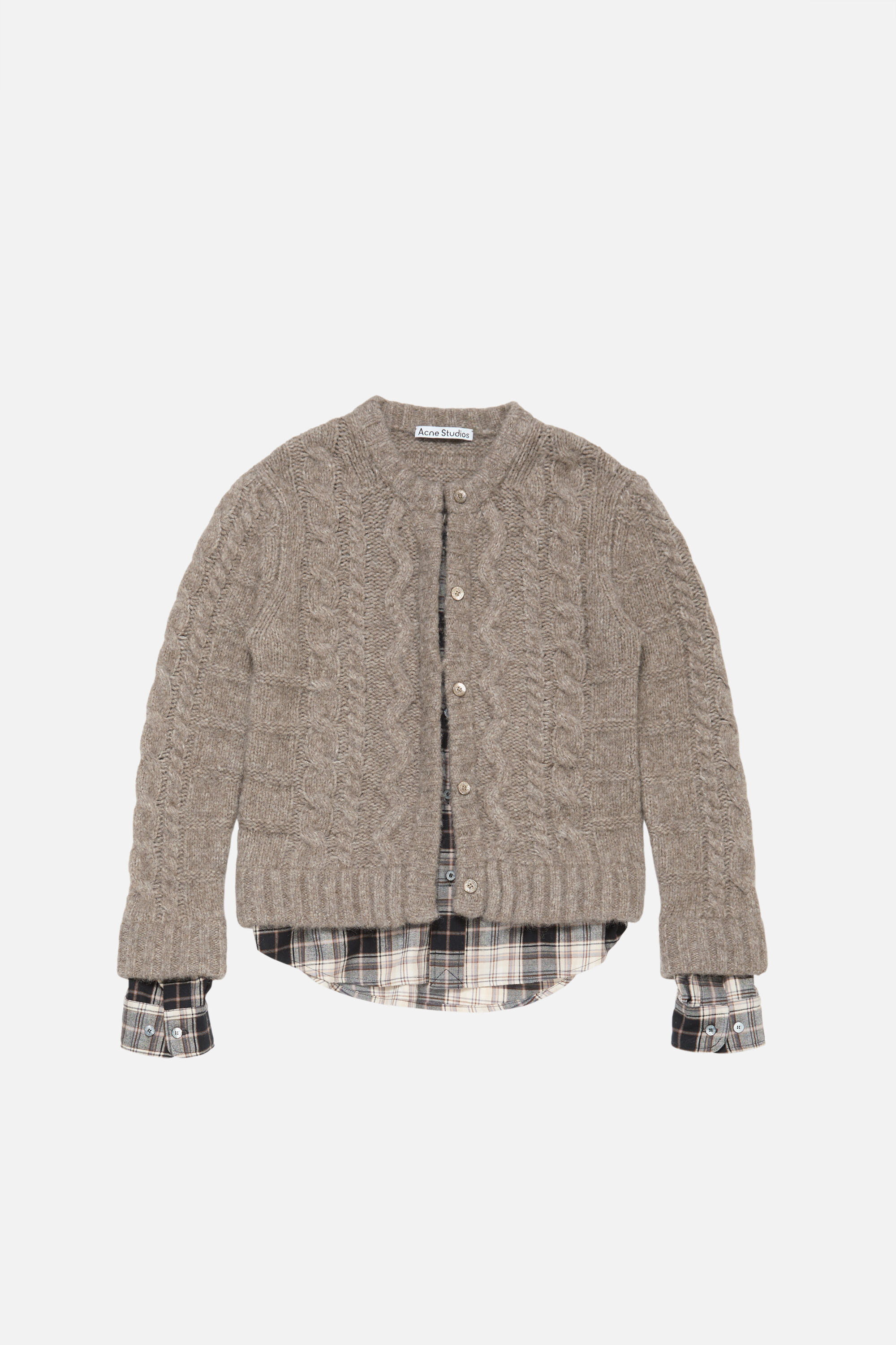 Fitted layered cardigan - Beige melange - 5