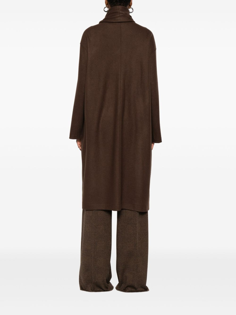 scarf button-fastening coat - 4