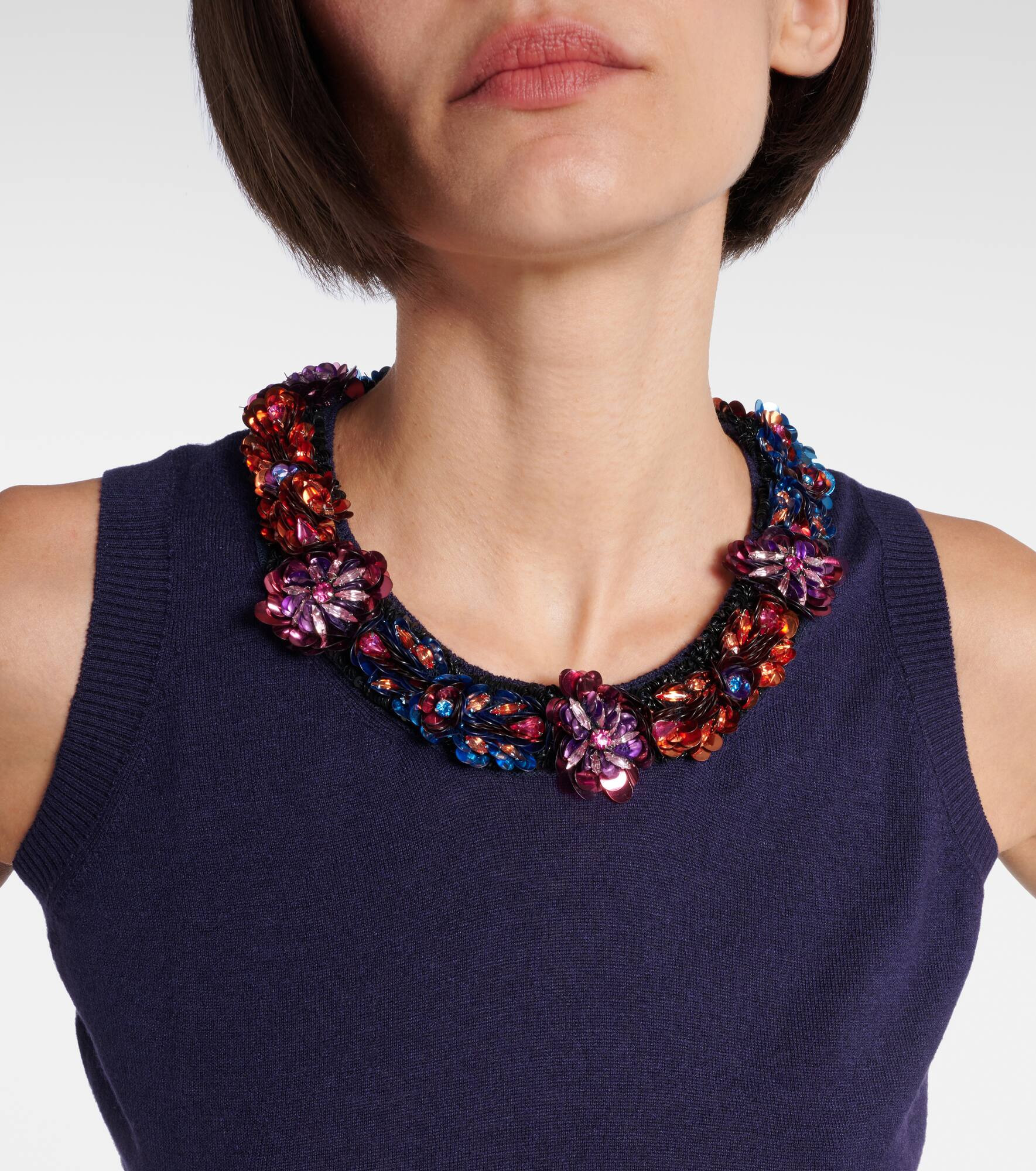 Embellished silk and cashmere top - 4