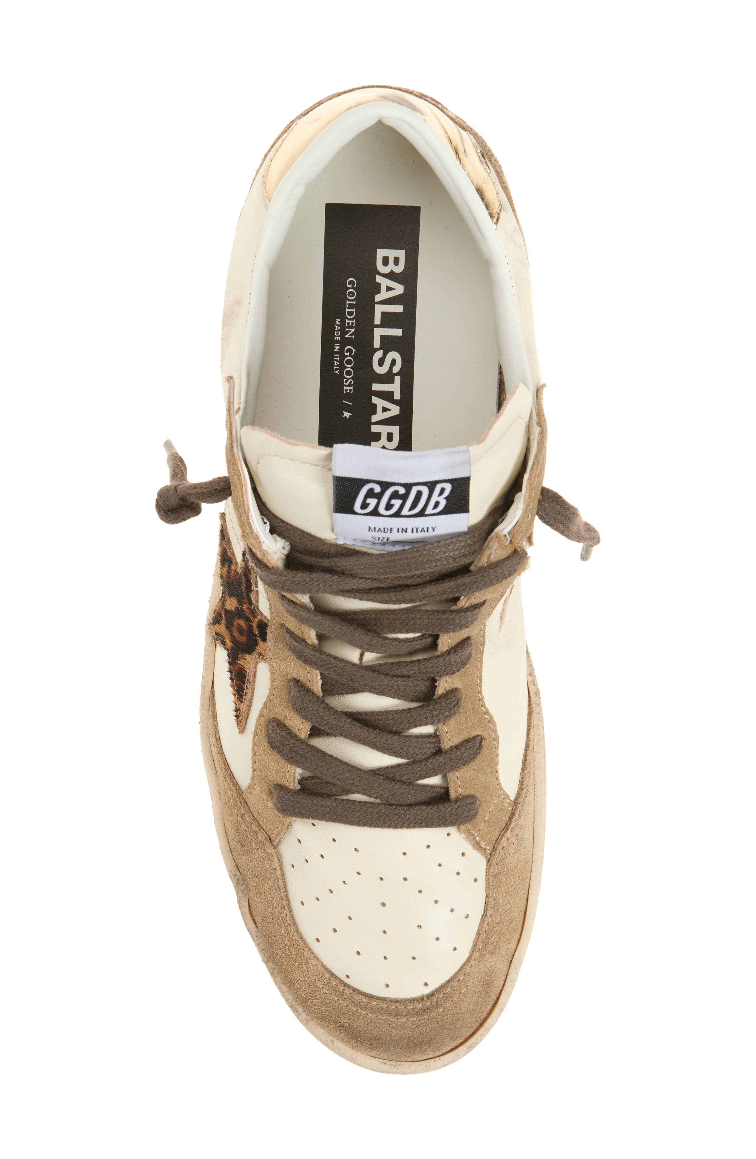 Golden Goose Ball Star Sneaker in White/Brown/Gold at Nordstrom - 5