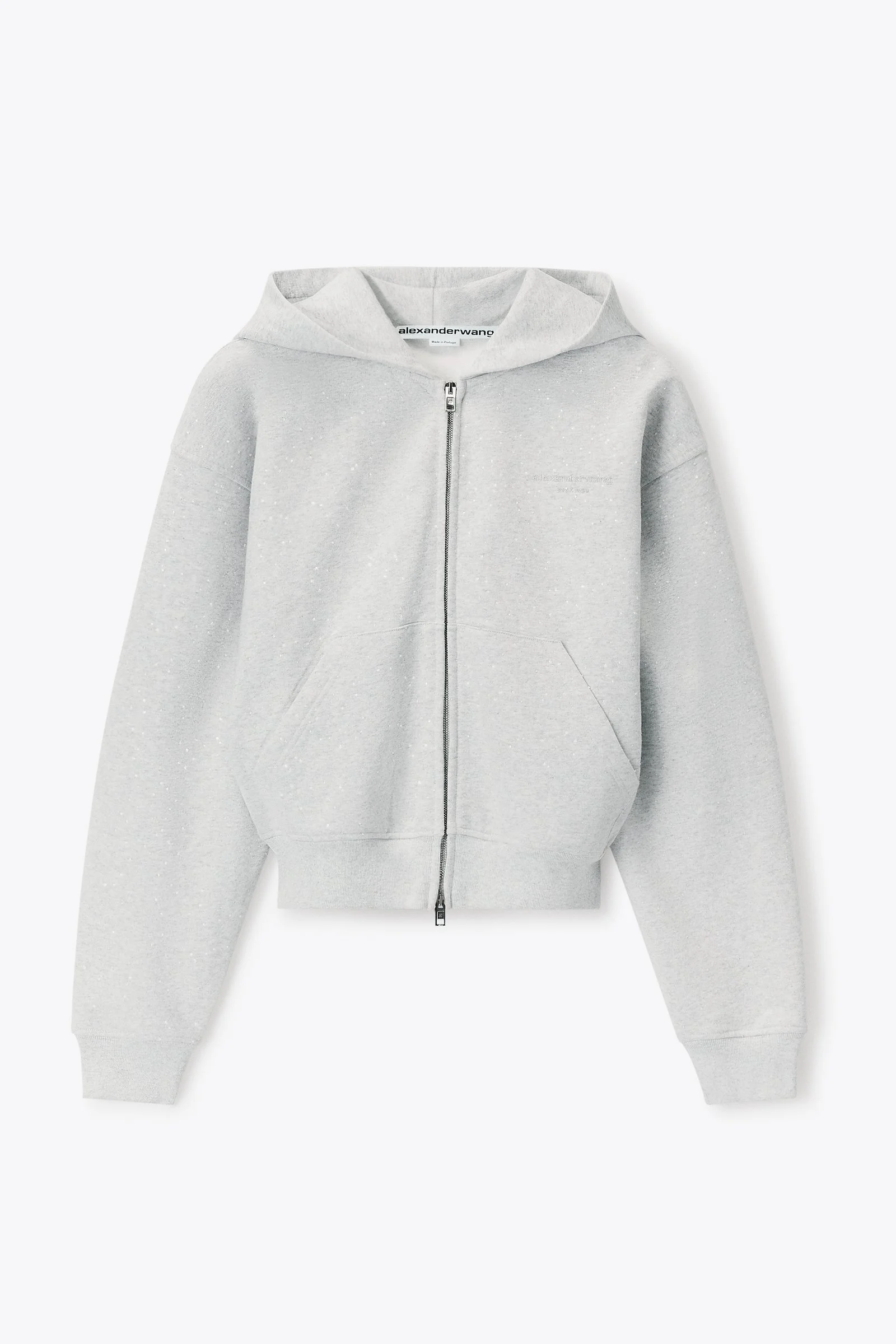 crystal hotfix zip-up hoodie - 1