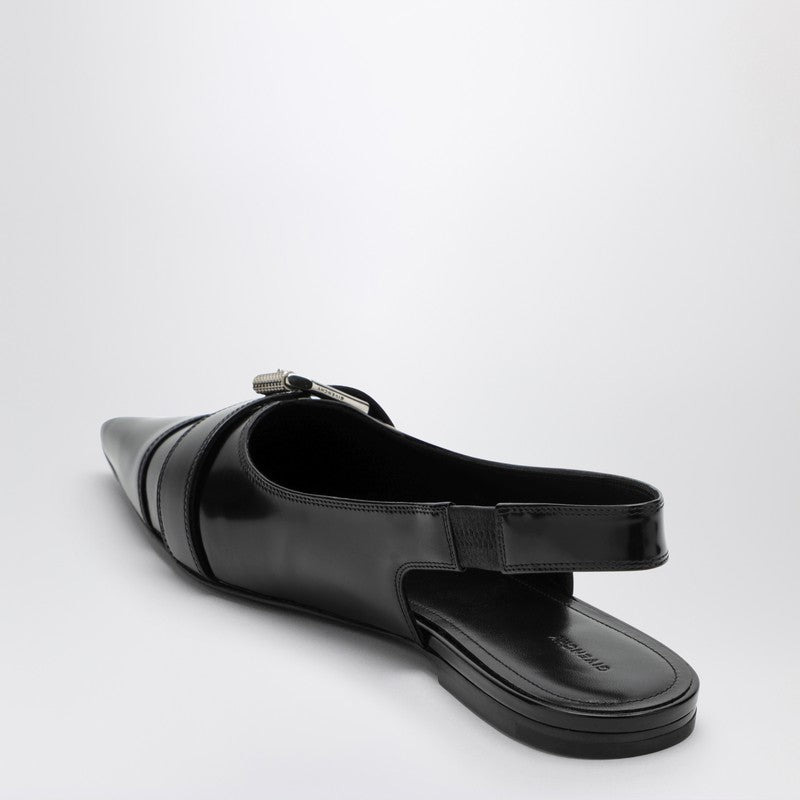 VOYOU BLACK LEATHER SLINGBACK - 2