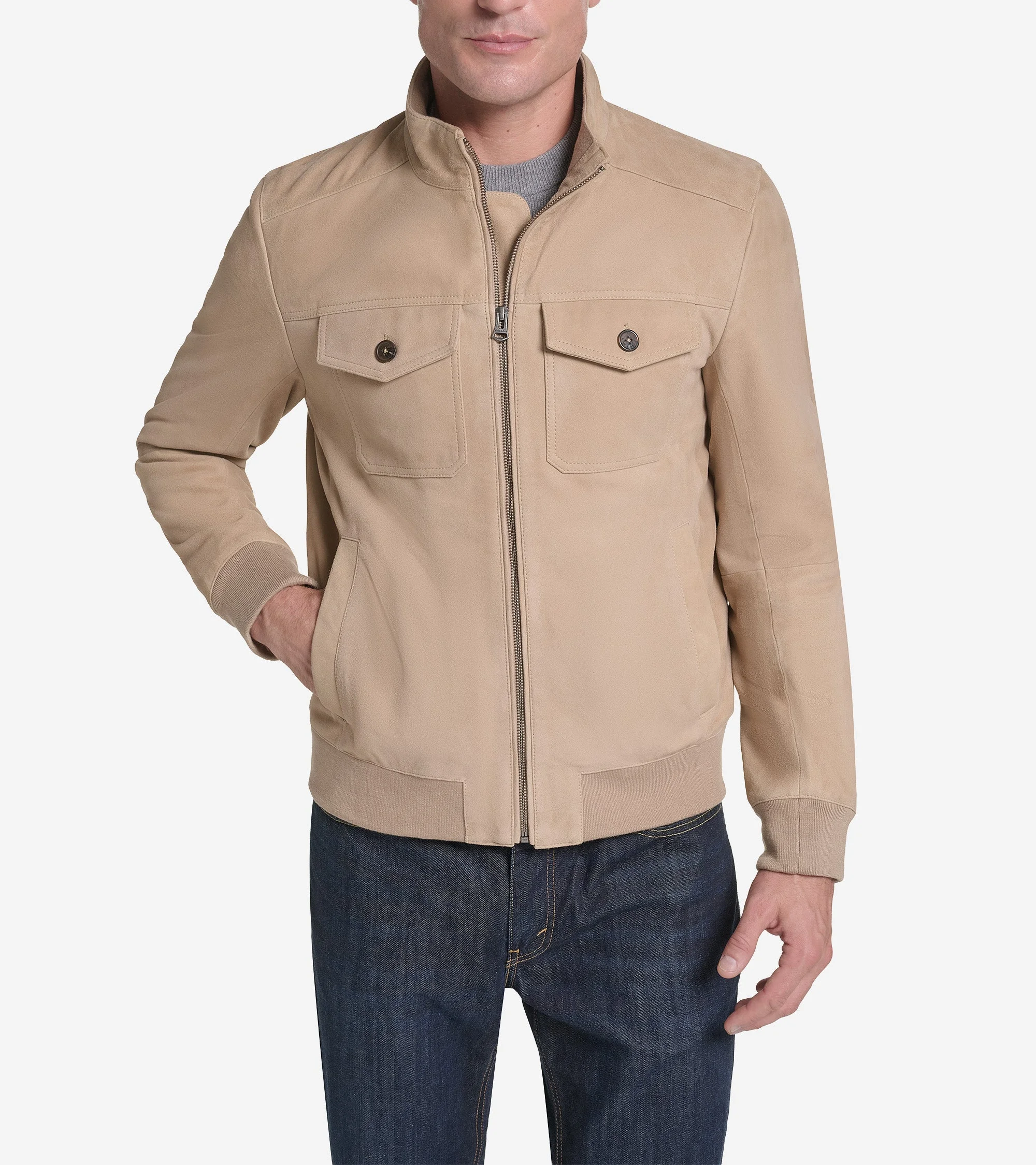 Men's Suede Harrington Jacket - 1