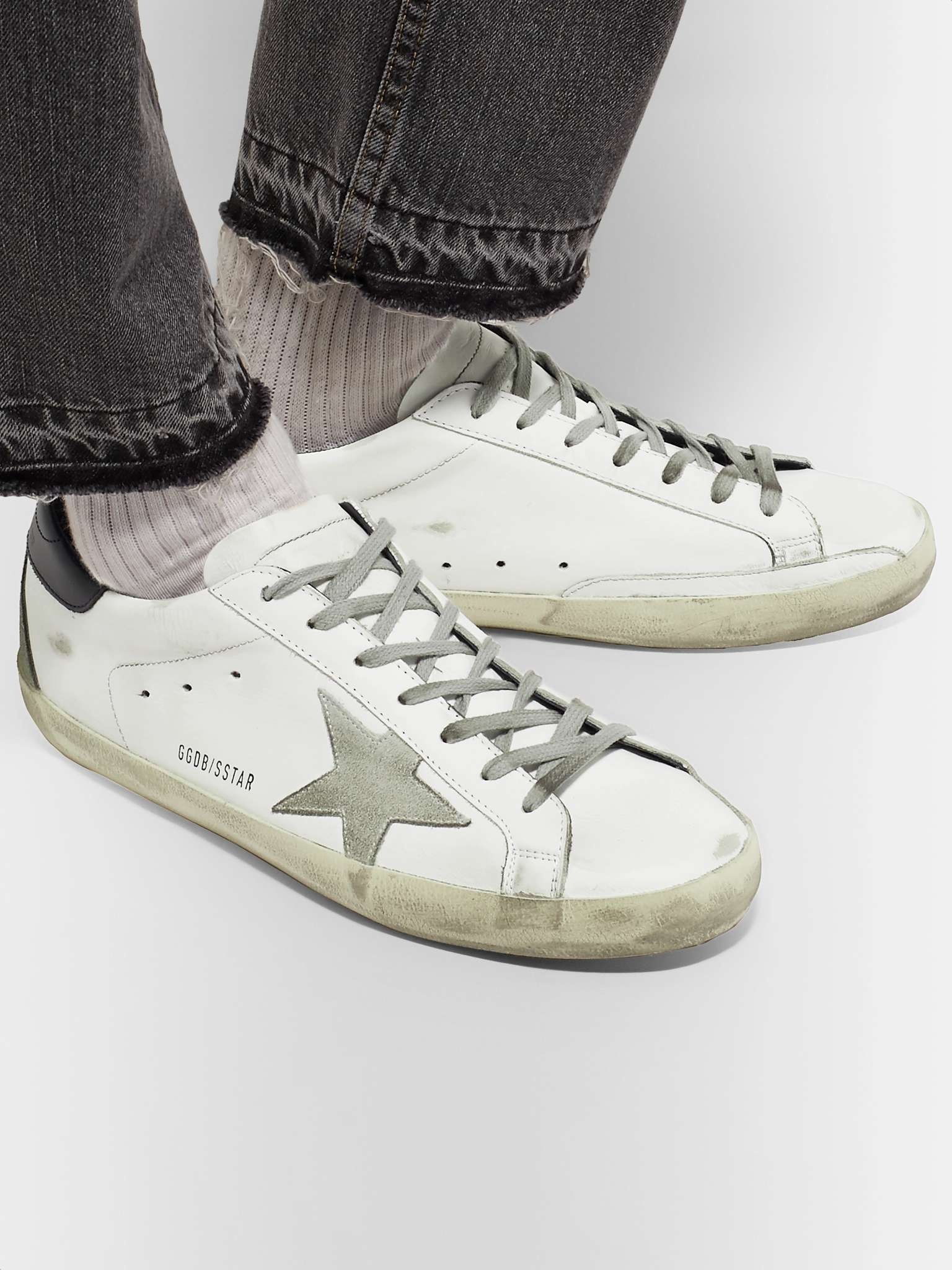 Superstar Distressed Leather and Suede Sneakers - 2