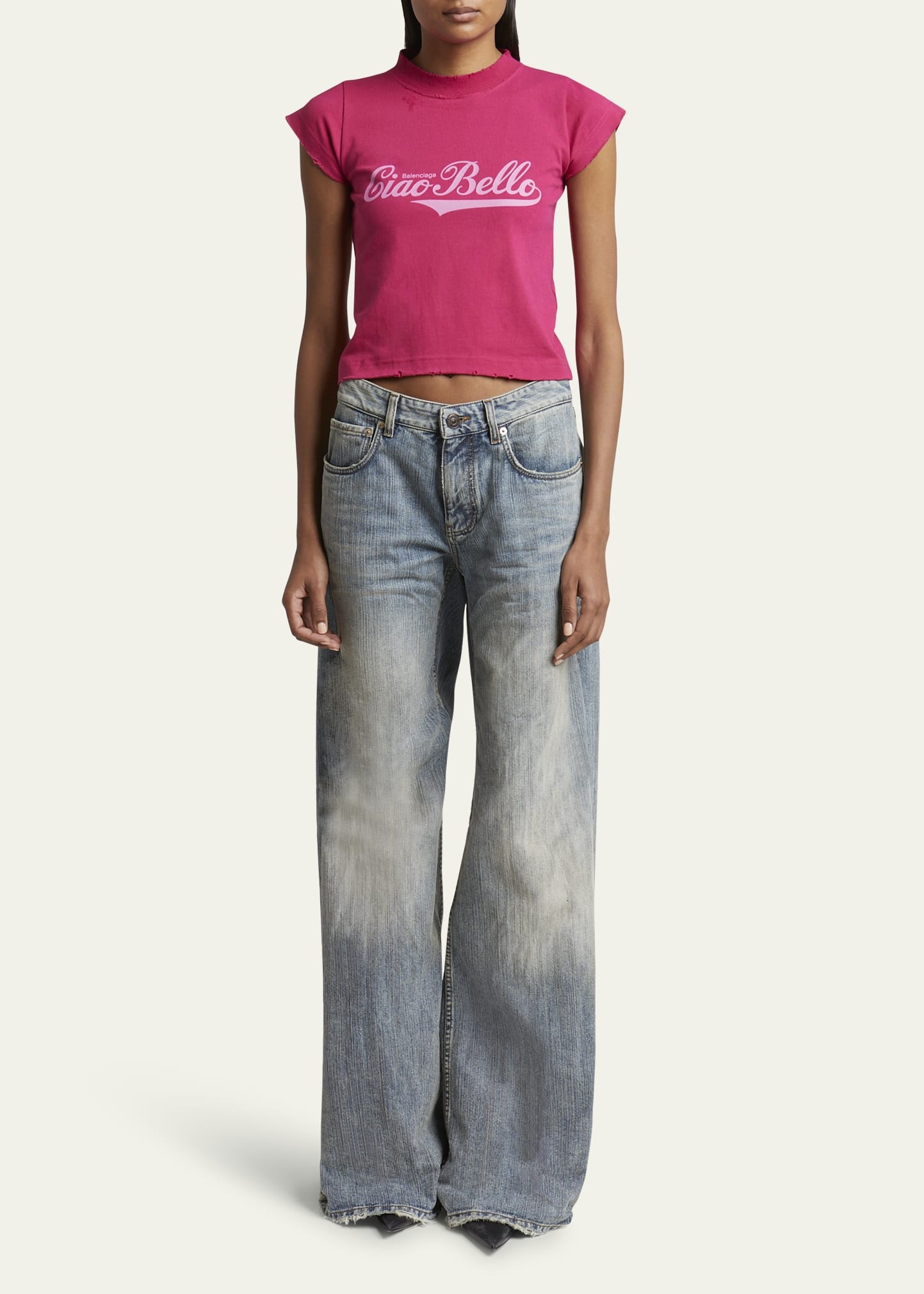 Logo Distressed Crop Shrunk T-Shirt - 2