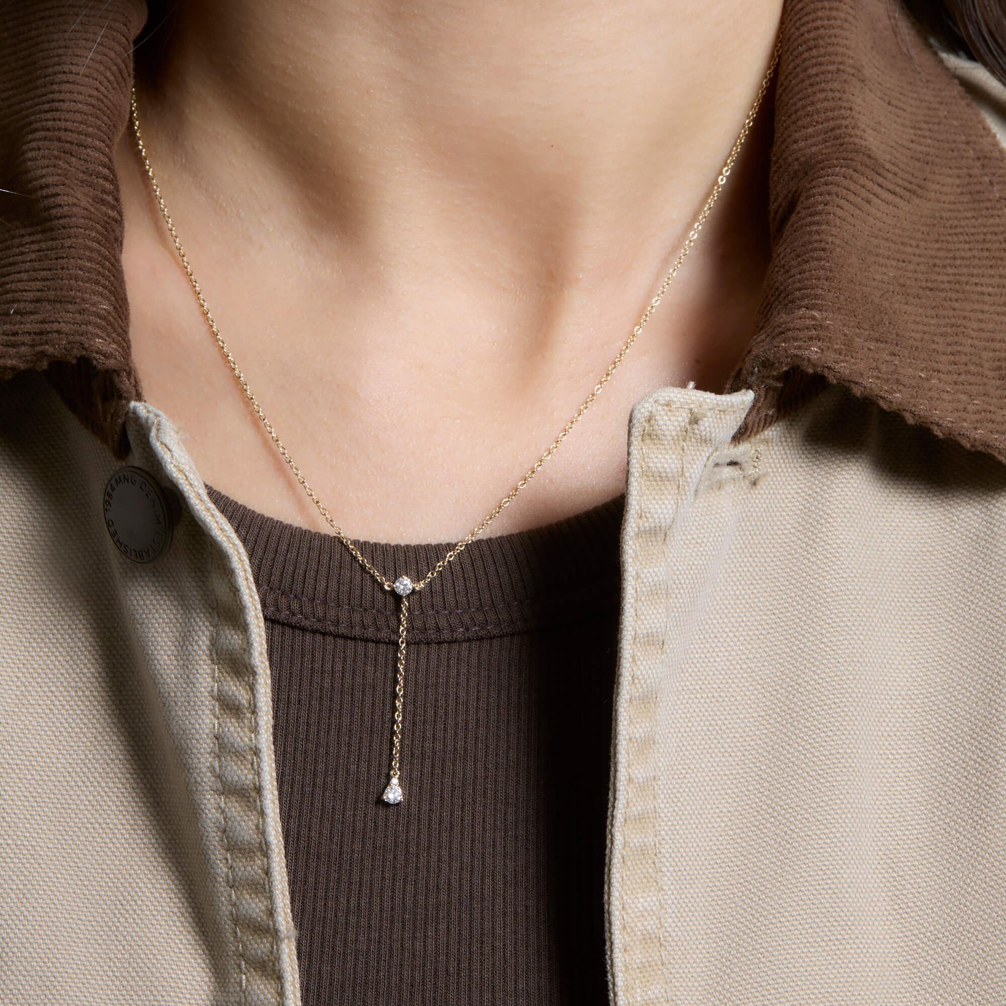 Perfect Pear Diamond Lariat Necklace - 7