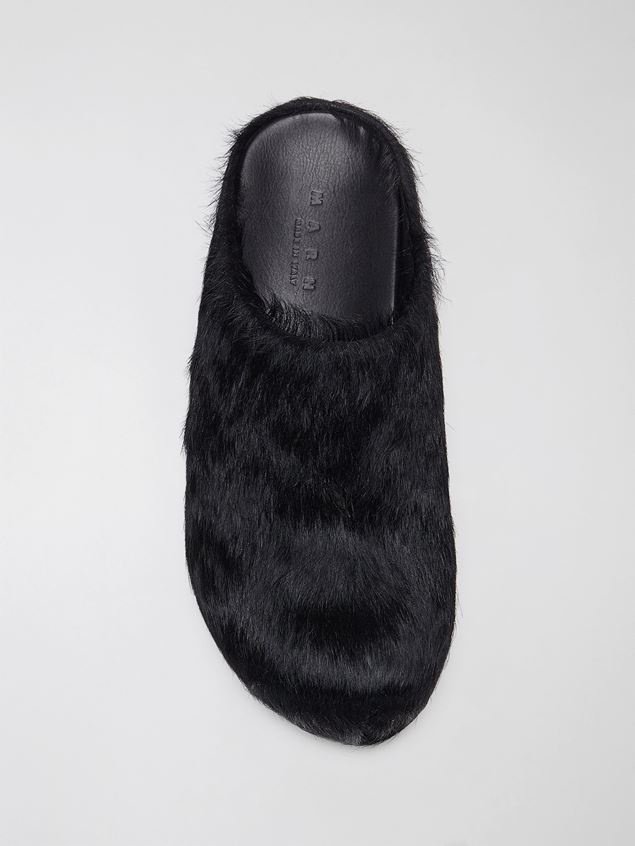 BLACK LONG-HAIRED CALFSKIN SABOT - 4