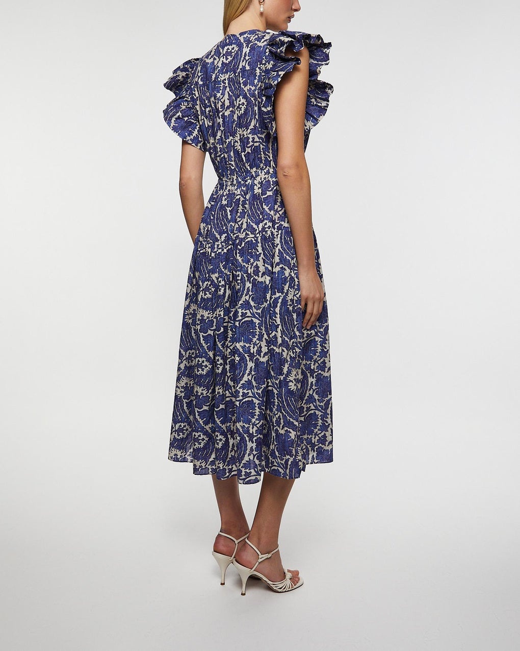 Dress Kairi Flutter Sleeve Midi  Blue - 4